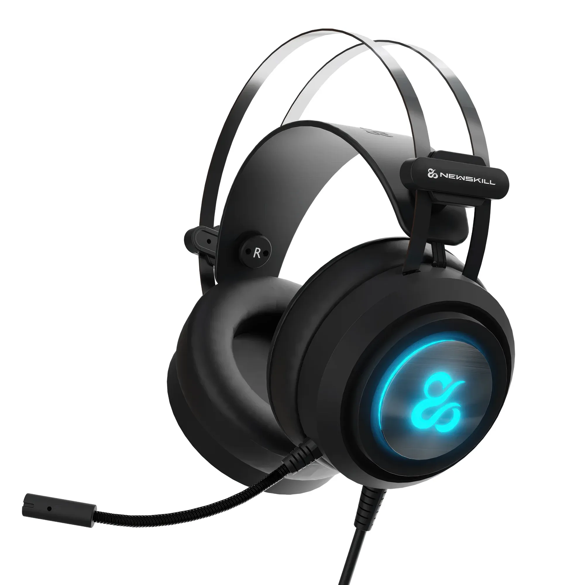 Newskill Drakain V2 - Cuffie Gaming Stereo Jack 3,5mm/USB con Driver 40mm, Microfono Omnidirezionale e RGB - Nera