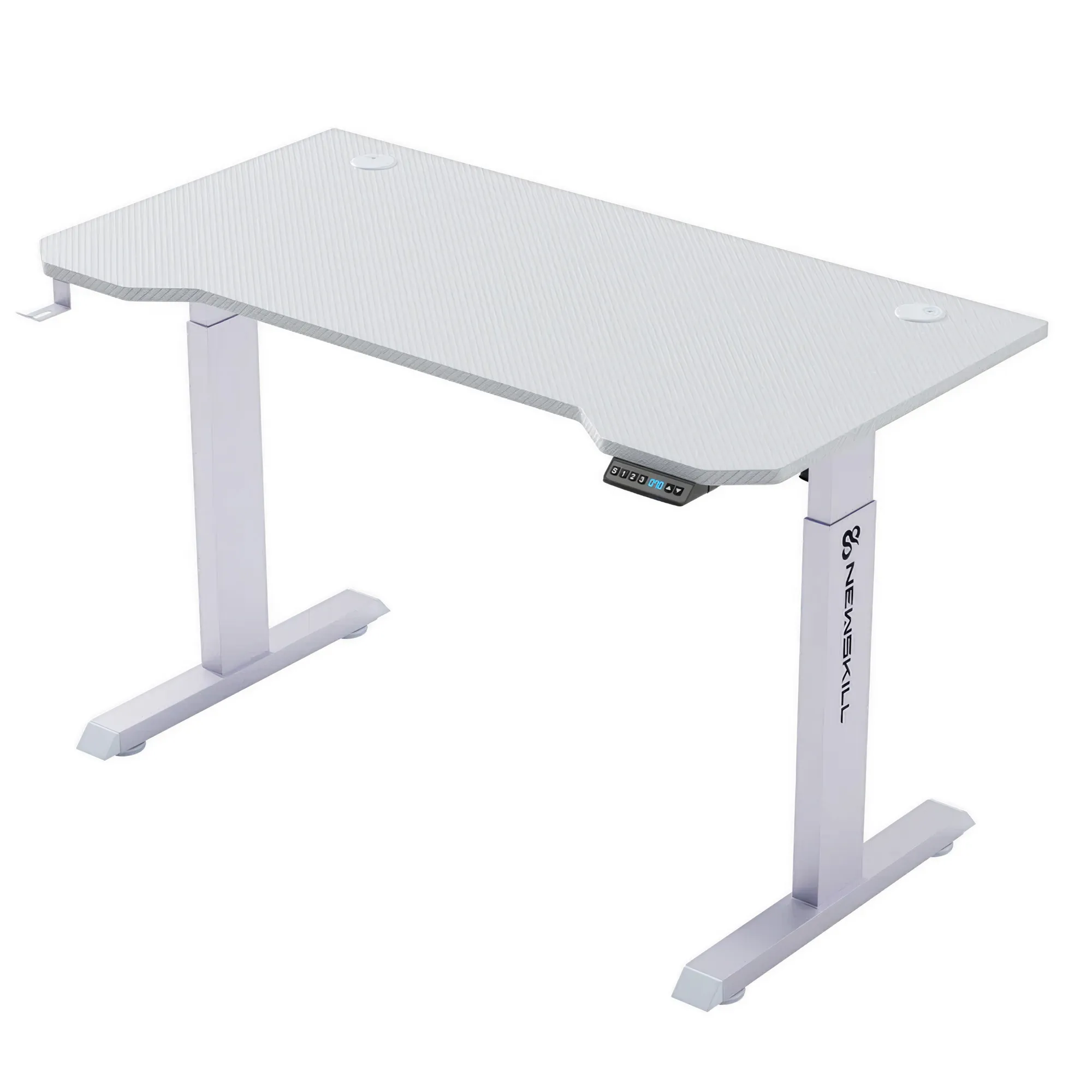 Newskill Belenor Pro - Bianco Tavolo da Gaming Motorizzato 120x60cm Regolabile in Altezza 72-122cm con Piano MDF Effetto Carbonio