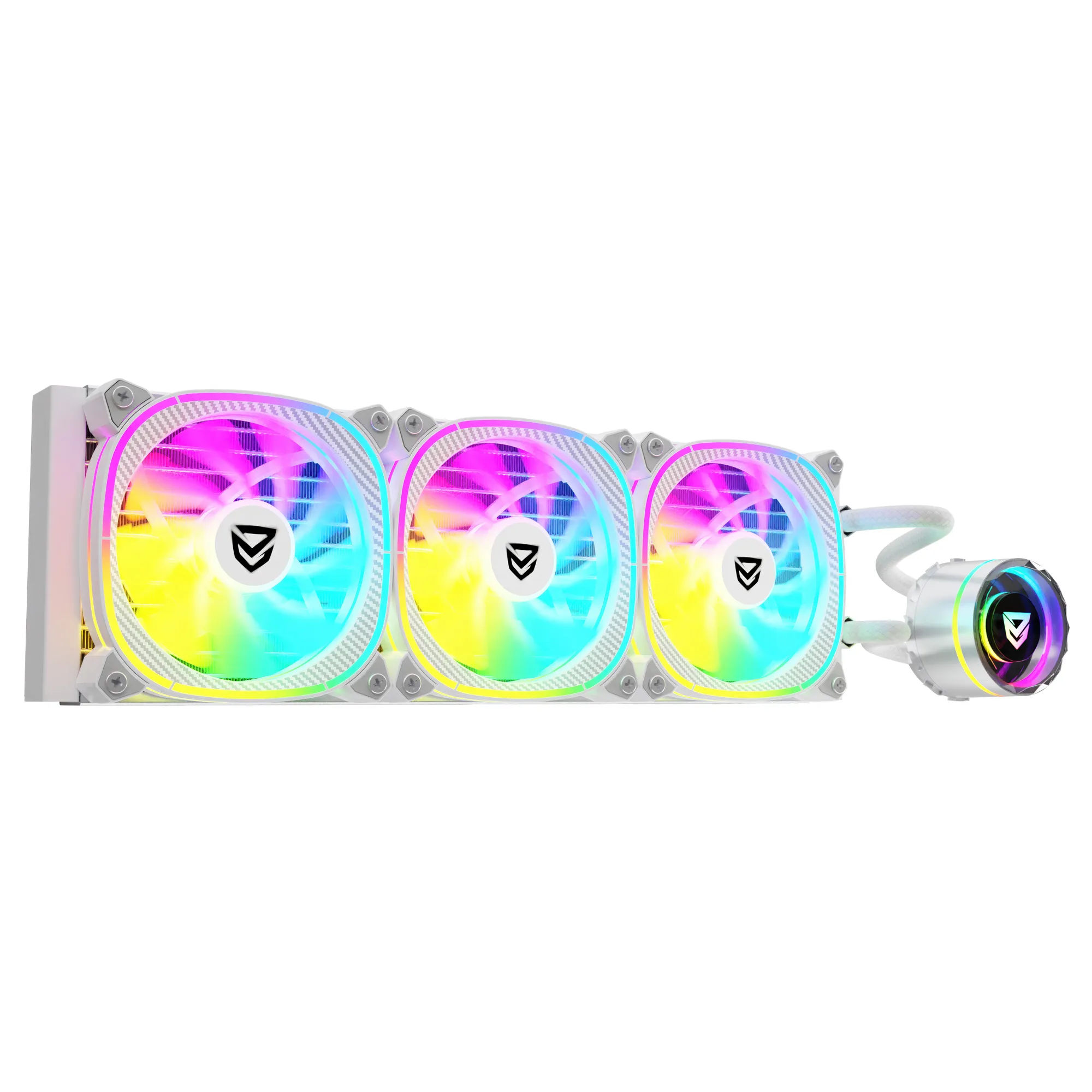 Nfortec AtriaX 360 - Bianco Sistema di Raffreddamento a Liquido AIO con Radiatore 360mm, 3 Ventole 120mm e Pompa PWM ARGB
