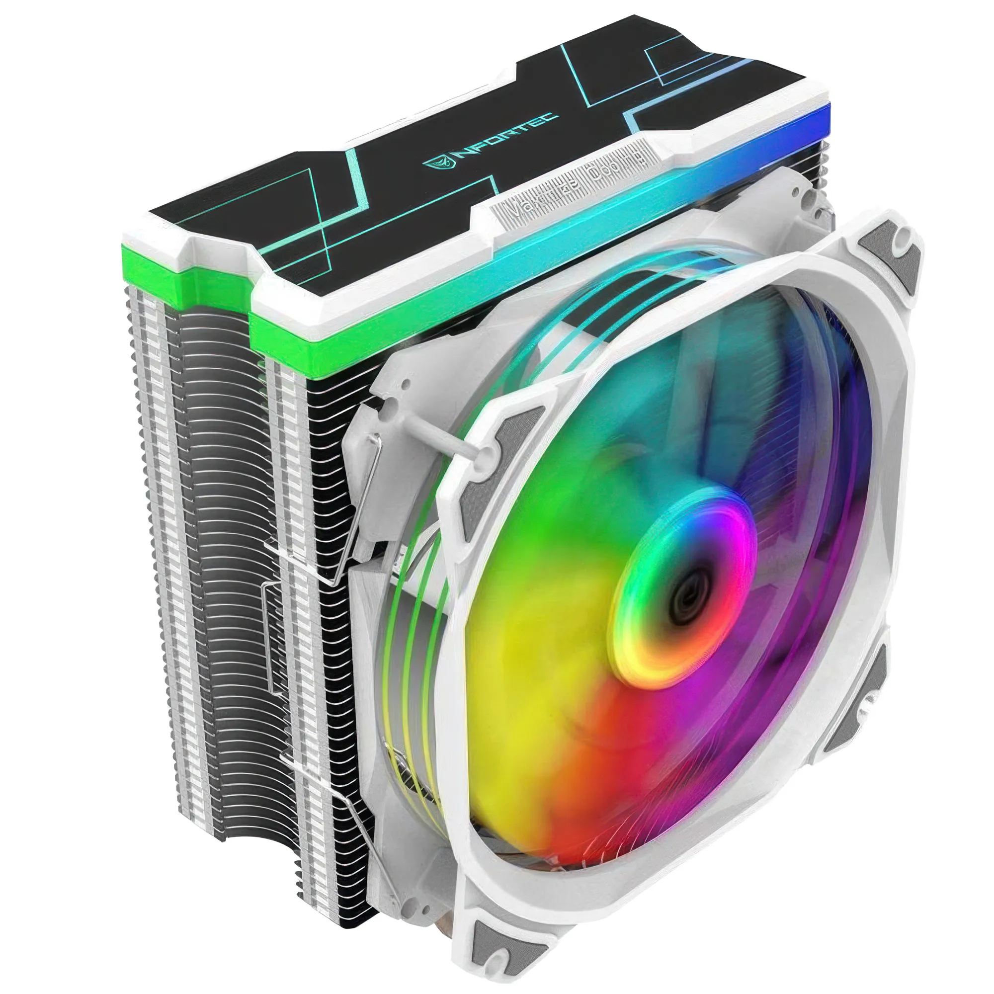 Nfortec Centaurus X - Dissipatore ad Aria per CPU con 4 Heatpipe, Ventola 120mm A-RGB e PWM - Bianco
