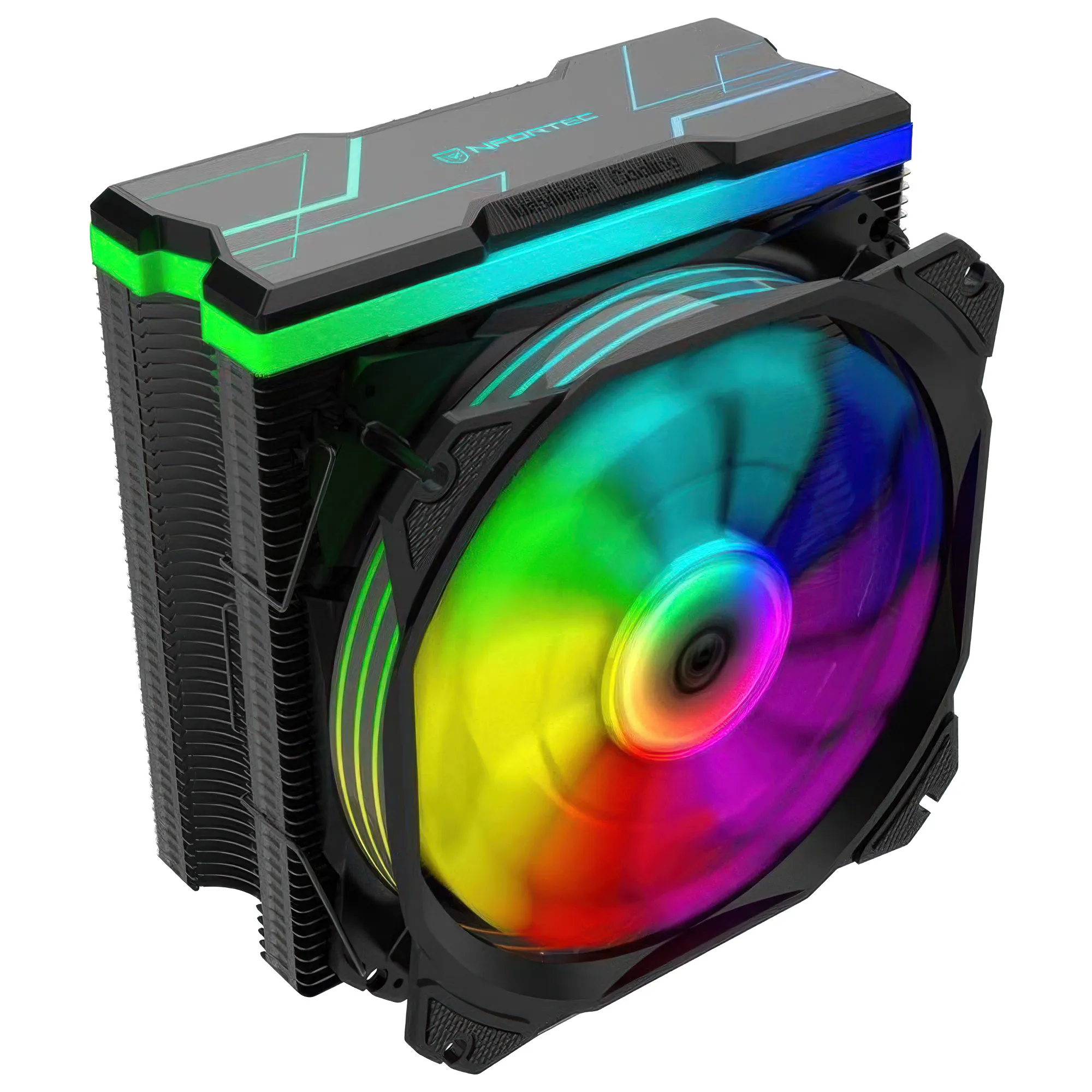 Nfortec Centaurus X - Dissipatore ad Aria per CPU con 4 Heatpipe, Ventola 120mm A-RGB e PWM - Nero