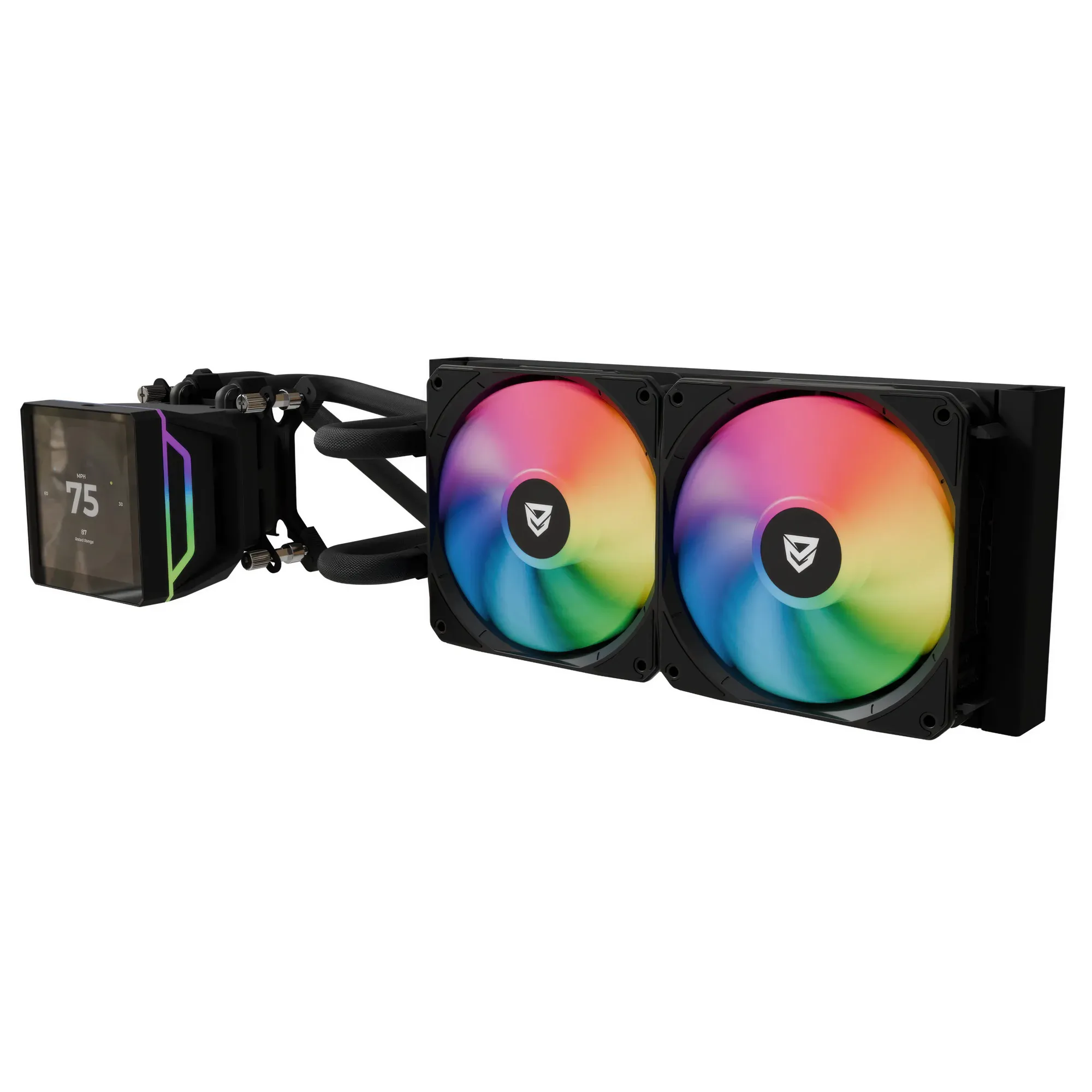 Nfortec Sedna 240 - Nero Sistema di Raffreddamento a Liquido AIO con Display LCD 4", Radiatore 240mm, 2 Ventole 120mm PWM e Pompa ARGB