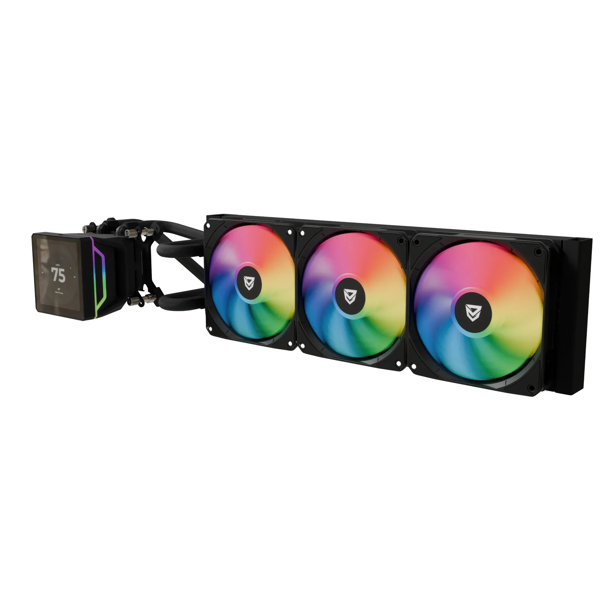 Nfortec Sedna 360 - Nero Sistema di Raffreddamento a Liquido AIO con Display LCD 4", Radiatore 360mm, 3 Ventole 120mm PWM e Pompa ARGB