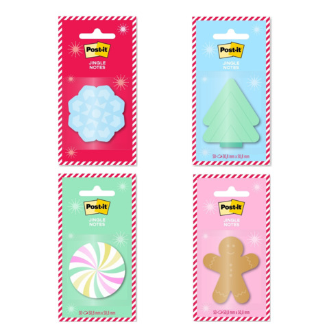 Foglietti riposizionabili Post-it® Jingle 50 ff/blocchetto forme natalizie …