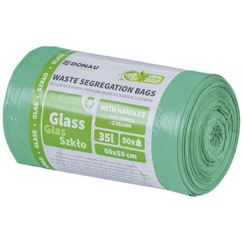 Sacchi immondizia per raccolta differenziata vetro Donau Home 35 L 60x50 cm - 20 µm verde - rotolo 50 pz