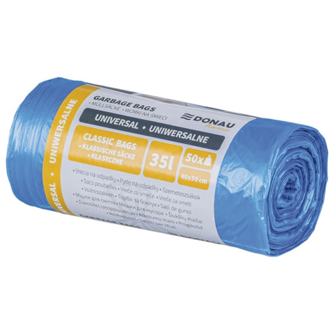 Sacchi immondizia per rifiuti inorganici Donau Home 35 L 60x50 cm - 8,5 µm blu - rotolo 50 pz - 22557713-01