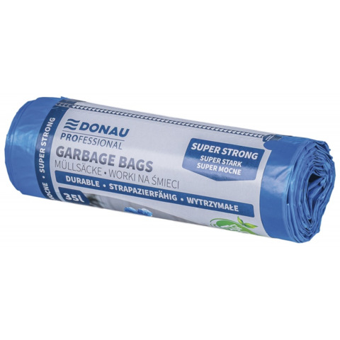 Sacchi immondizia per rifiuti inorganici Donau Professional 35 L 57x49 cm - 27 µm blu - rotolo 15 pz - 22213318-01