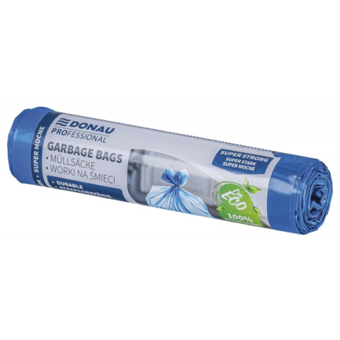 Sacchi immondizia per rifiuti inorganici Donau Professional 60 L 68x58 cm - 27 µm blu - rotolo 10 pz - 22213322-01