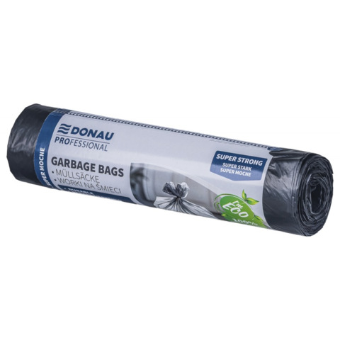Sacchi immondizia per rifiuti inorganici Donau Professional 60 L 69x62 cm - 31 µm nero - rotolo 10 pz - 22213322-05