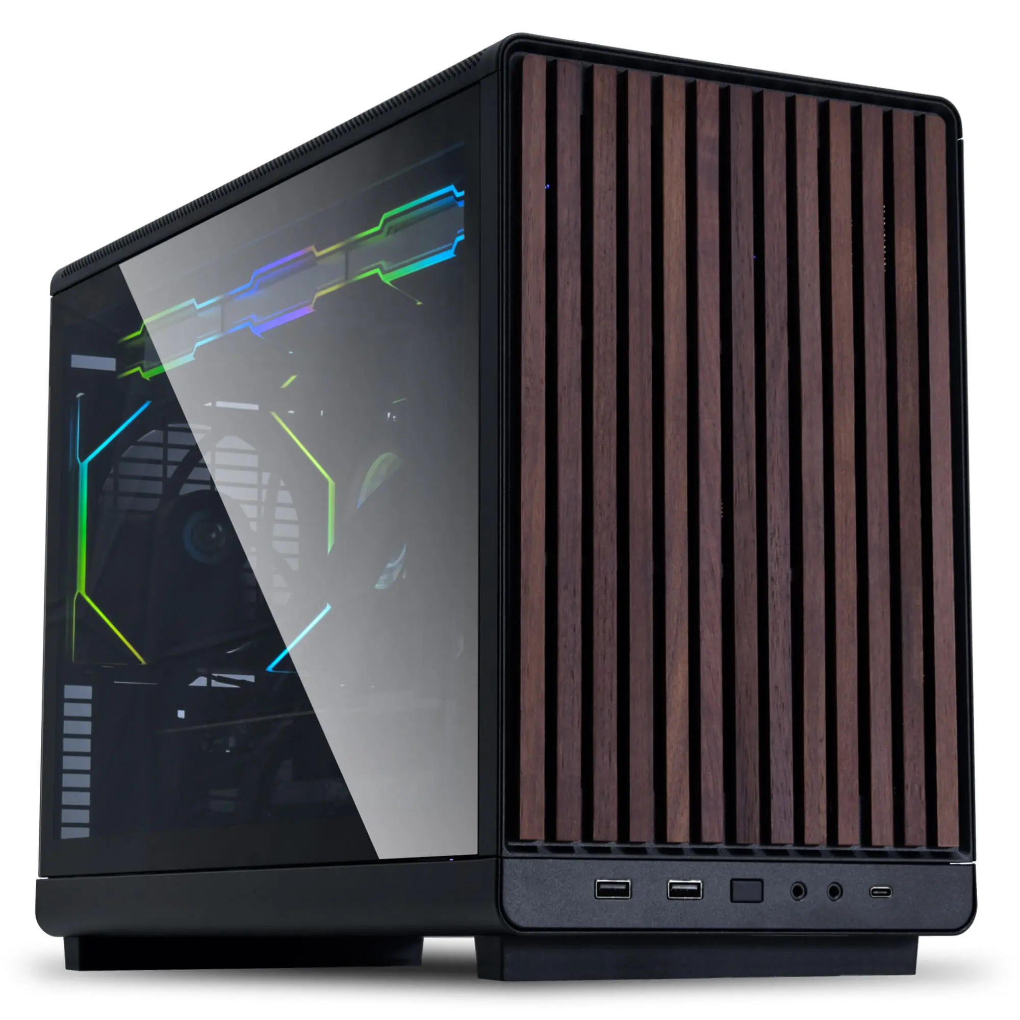 Lian Li x DAN Cases A3-mATX Wood Edition - Case Micro-ATX SFF 26L, Noce nero