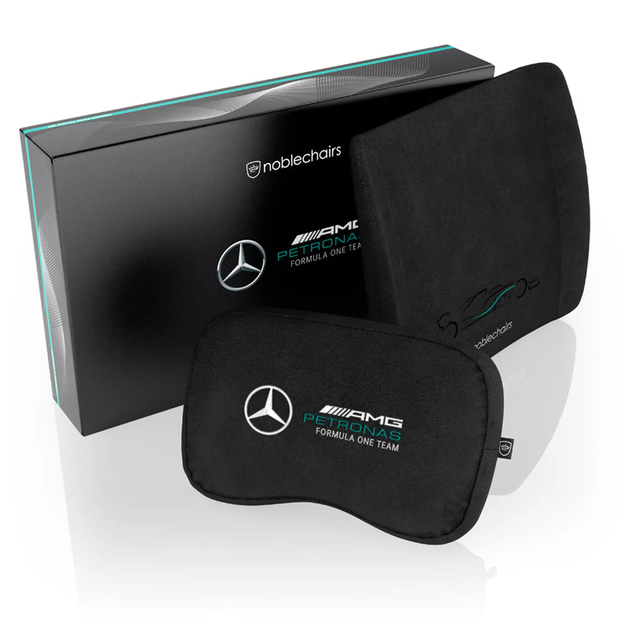 noblechairs Memory Foam Kissen-Set - Mercedes-AMG Petronas F1 Team Edition - Set di Cuscini Ergonomici in Memory Foam