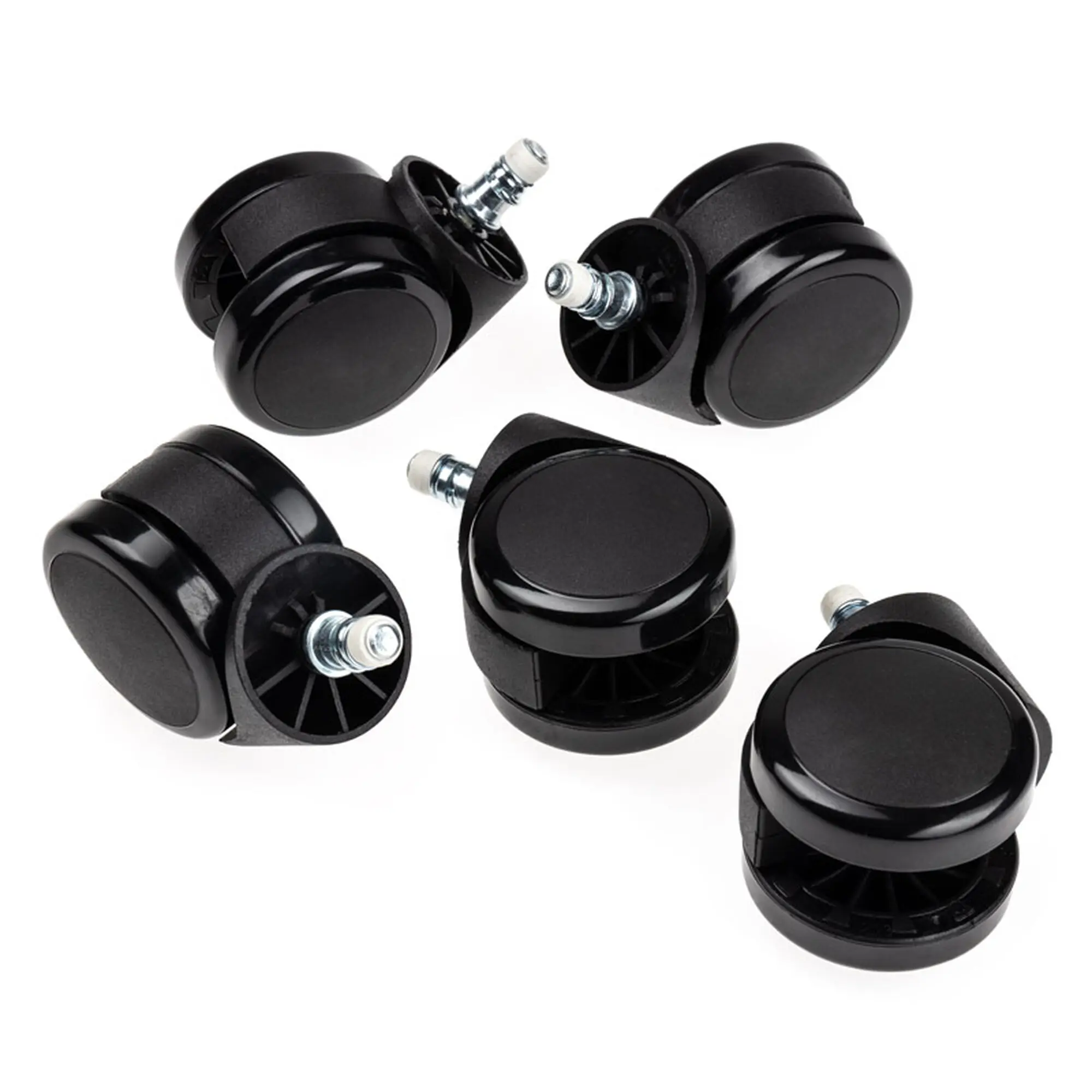 noblechairs Ruote V2 60mm per Pavimenti Duri - Set 5 Rotelle con Bloccaggio Automatico per EPIC/ICON/HERO/LEGEND - Nero