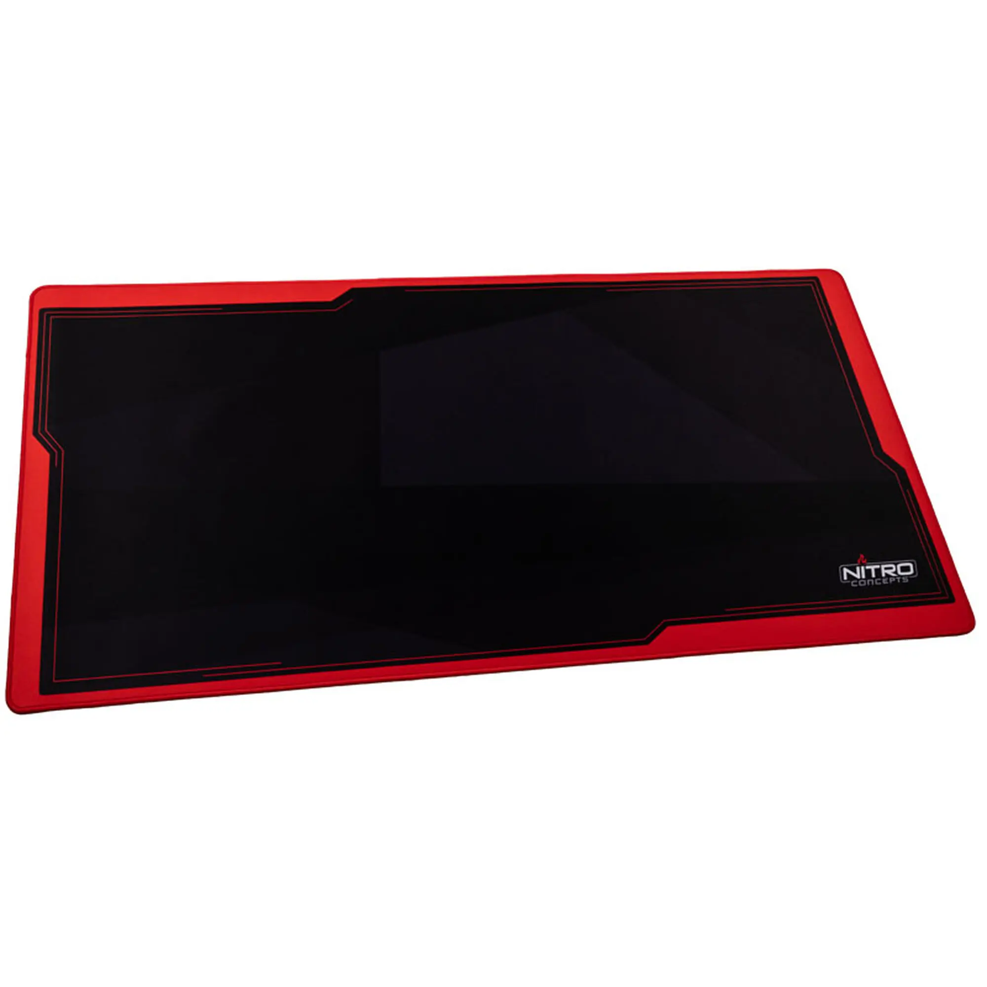 Nitro Concepts DM12 - Tappetino Gaming Esteso 1200x600mm in Stoffa Microtessuta con Base in Gomma Naturale Antiscivolo e Bordi Cuciti - Nero/Rosso