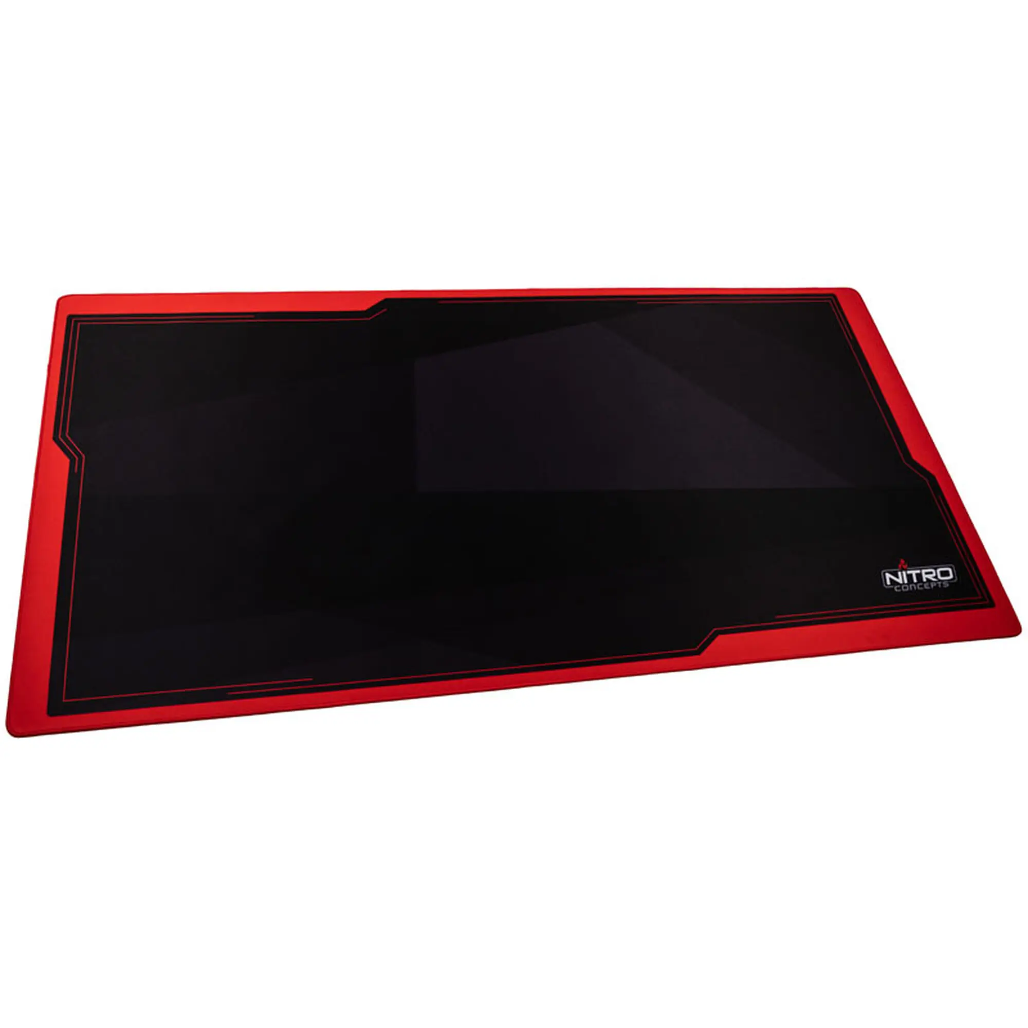 Nitro Concepts DM16 - Tappetino Gaming XL 1600x800mm in Tessuto Microtexturizzato con Base in Gomma Naturale Antiscivolo e Bordi Cuciti - Nero/Rosso