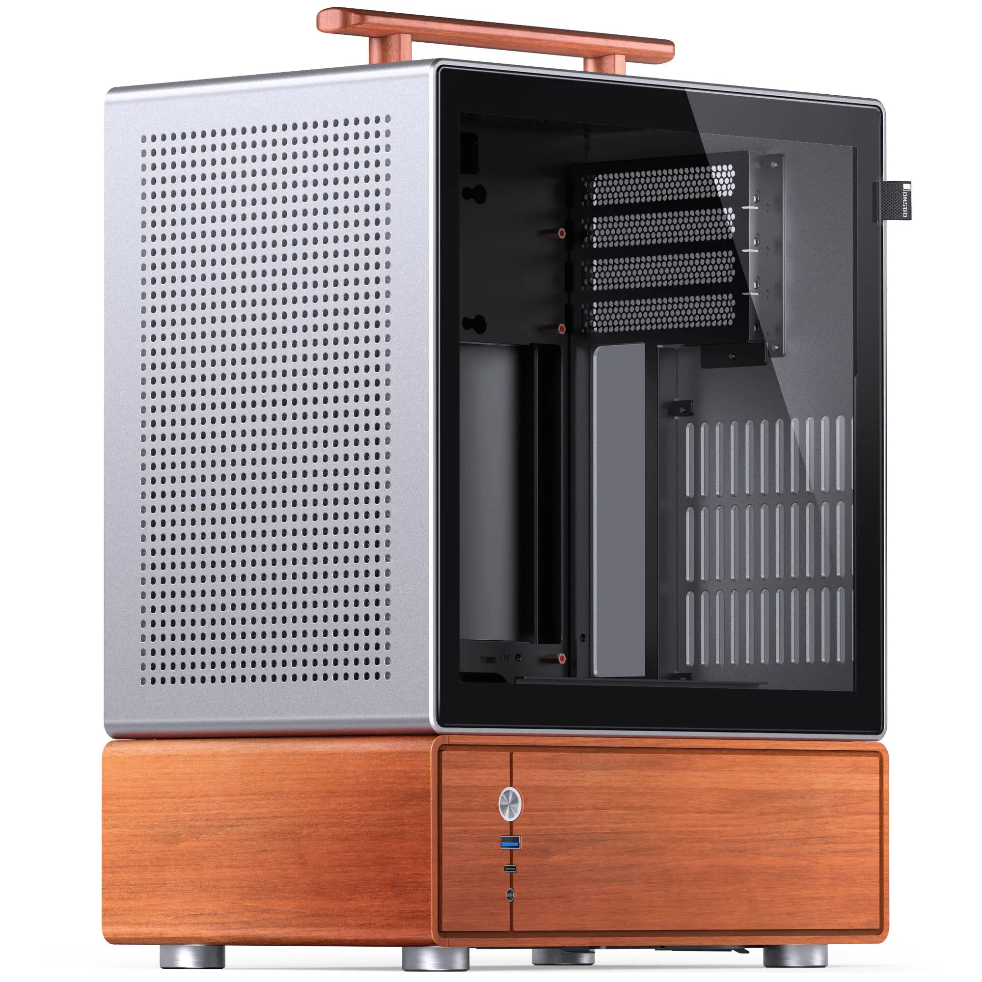 Jonsbo T7 - Case Mini-Tower mATX Vetro Temperato con Maniglia di Trasporto - Argento