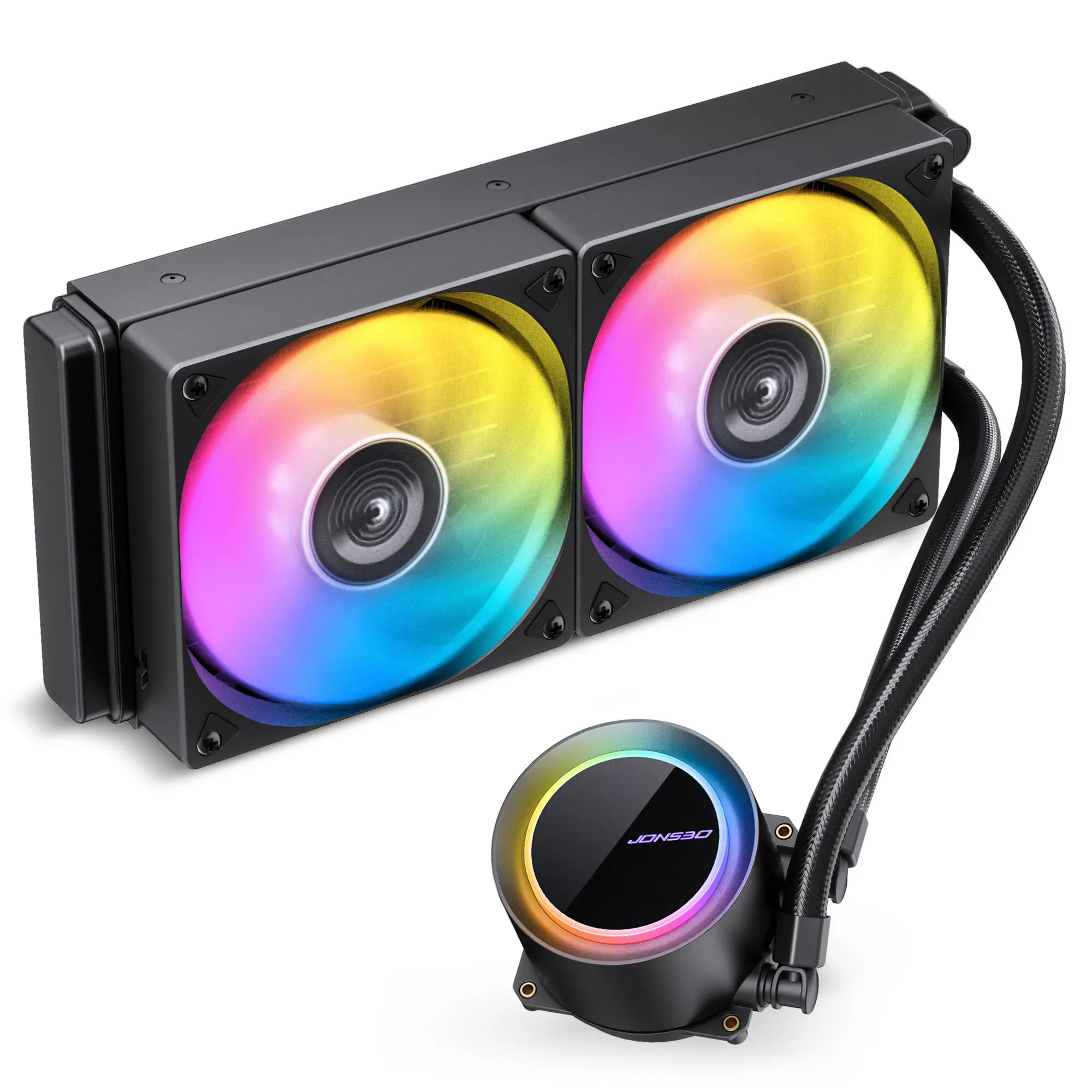 Jonsbo TG-240B - Dissipatore AIO 240mm con 2 Ventole 120mm PWM ARGB e Pompa ARGB - Nero