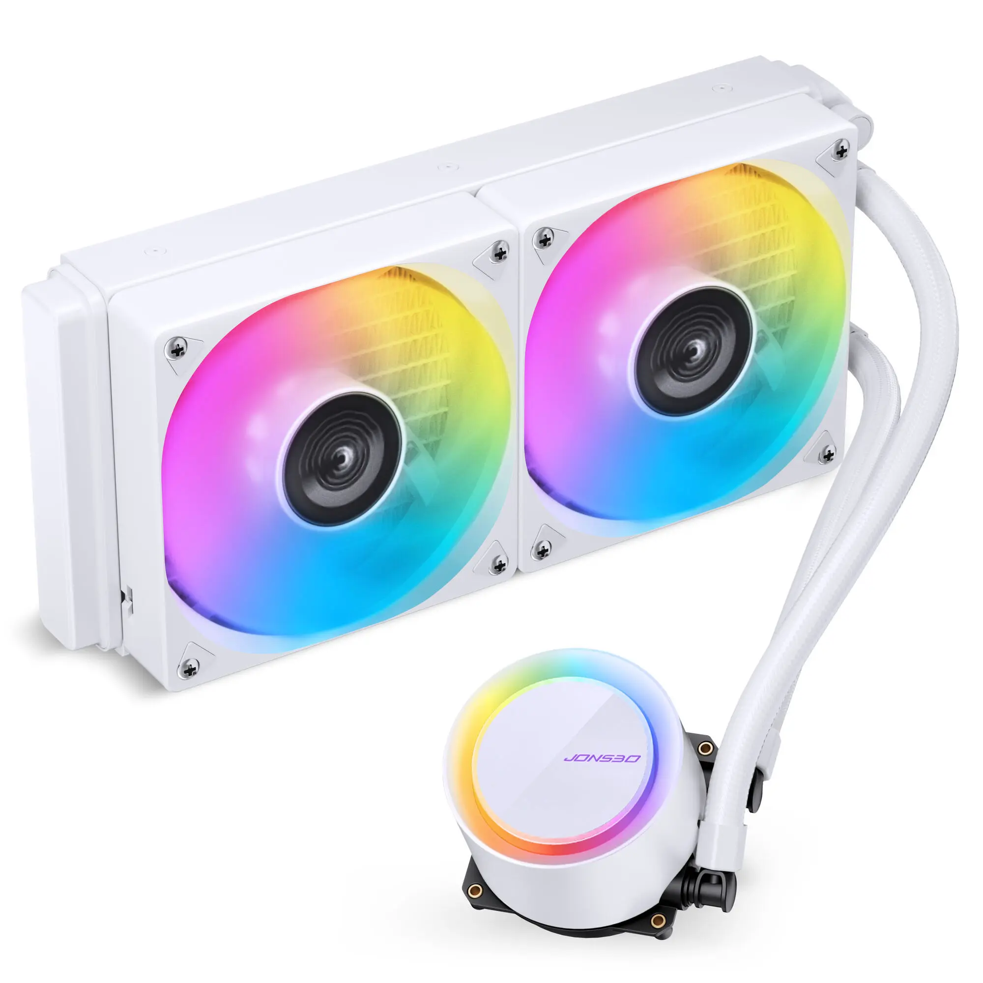 Jonsbo TG-240 - Bianco AIO 240mm con 2 Ventole 120mm PWM ARGB, Radiatore in Alluminio e Pompa ARGB