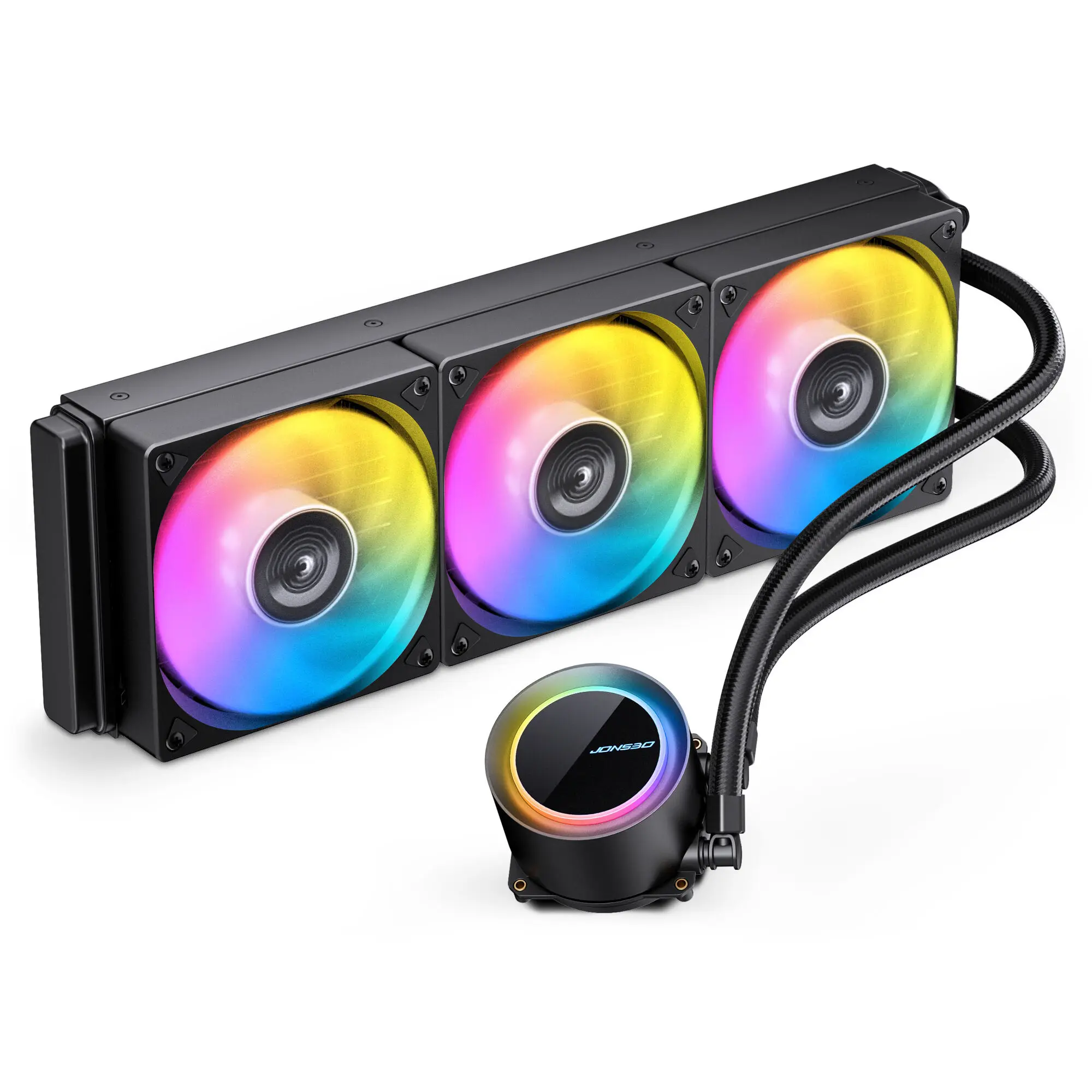 Jonsbo TG-360B - Nero AIO 360mm con Radiatore Alluminio, 3 Ventole 120mm ARGB PWM e Pompa ARGB