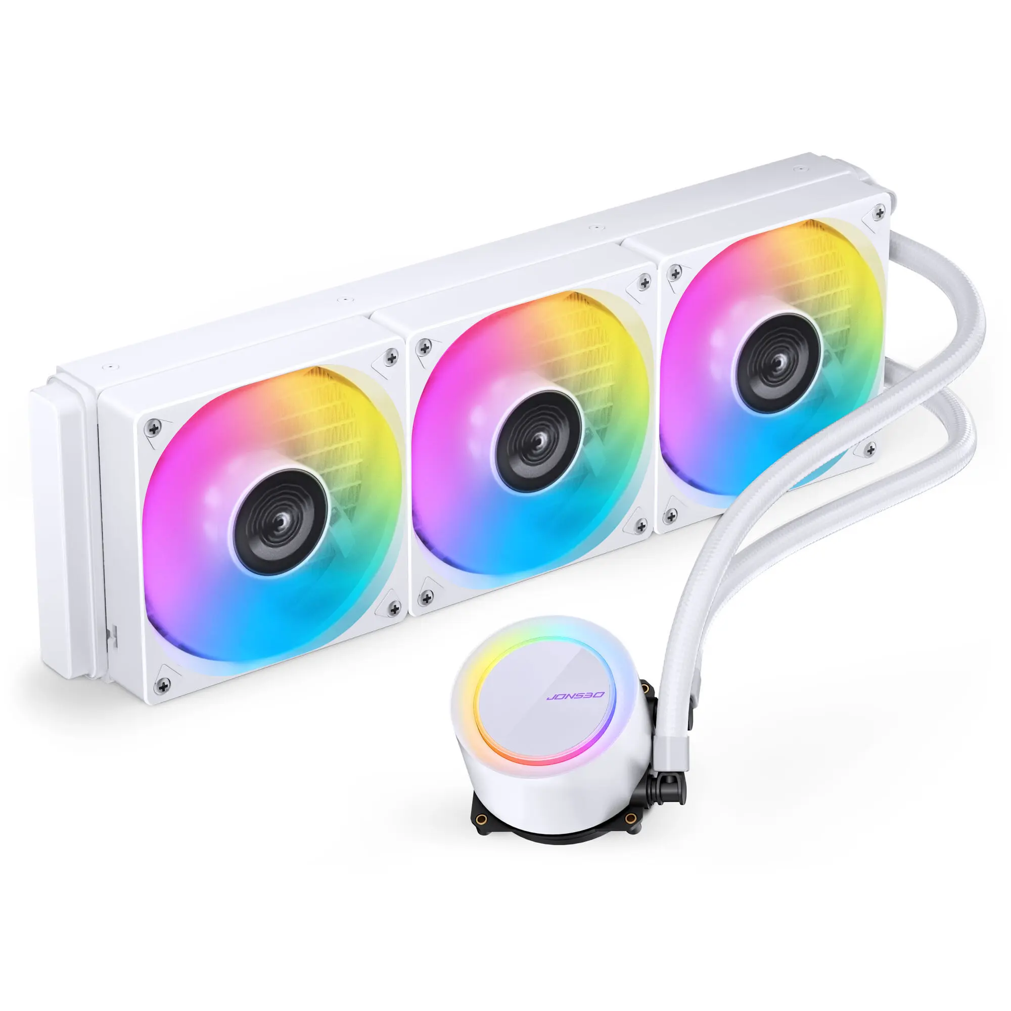 Jonsbo TG-360W - Bianco AIO 360mm con Radiatore in Alluminio, 3 Ventole 120mm PWM ARGB e Pompa ARGB