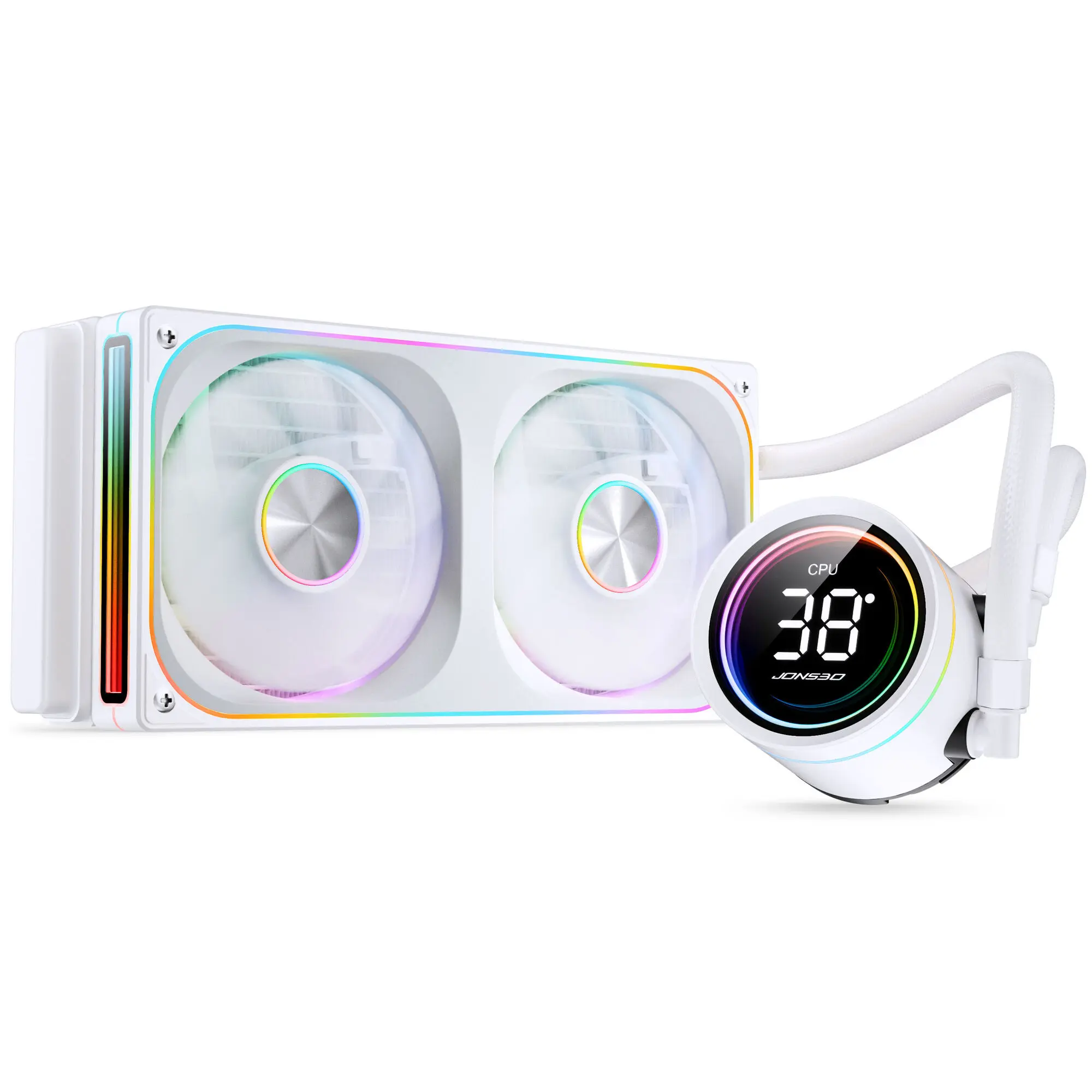 Jonsbo TH-240 - Bianco AIO 240mm con Display Temperatura, 2 Ventole 120mm ARGB e Pompa PWM
