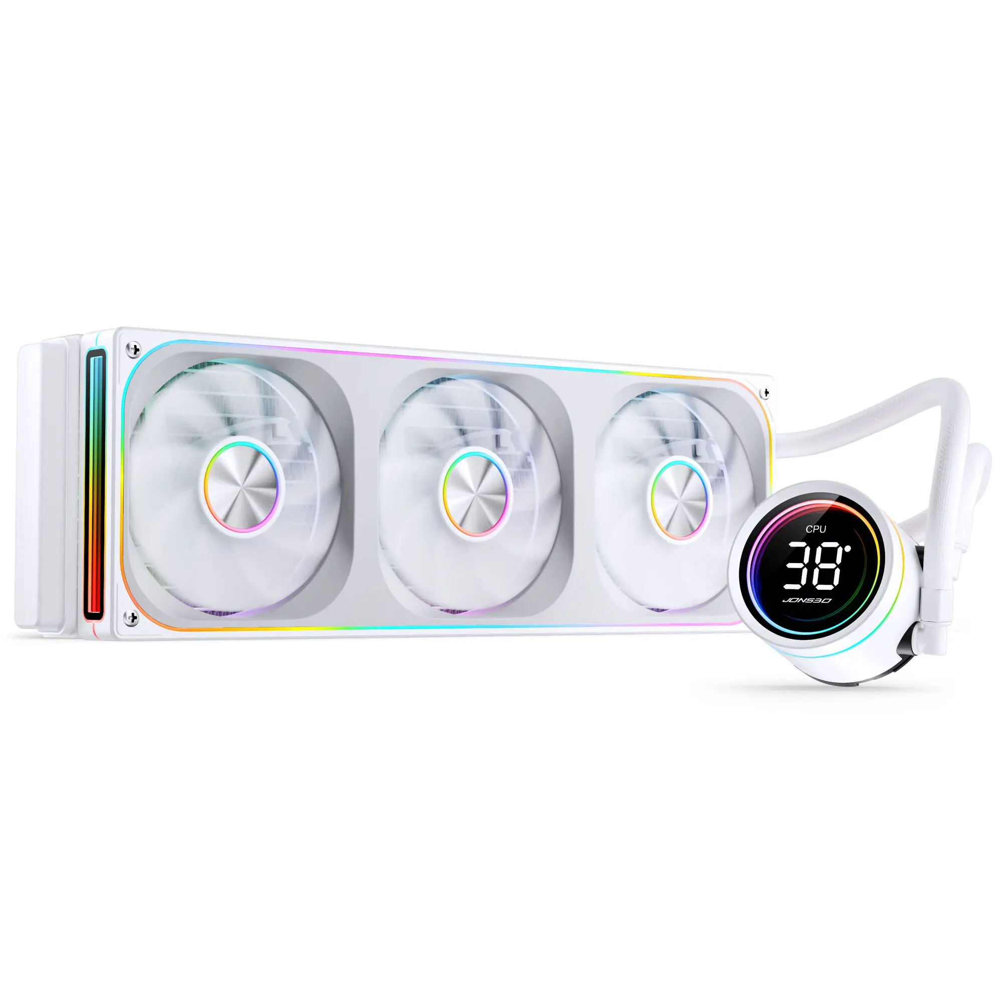 Jonsbo TH-360 - Bianco AIO 360mm con Display Temperatura LED, 3 Ventole 120mm ARGB e Pompa ARGB