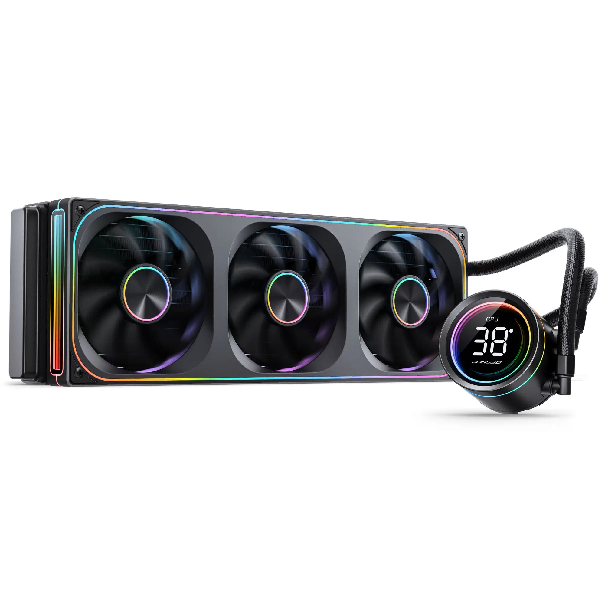 Jonsbo TH-360B - Nero AIO 360mm con Display LED Temperatura, 3 Ventole 120mm ARGB e Pompa ARGB