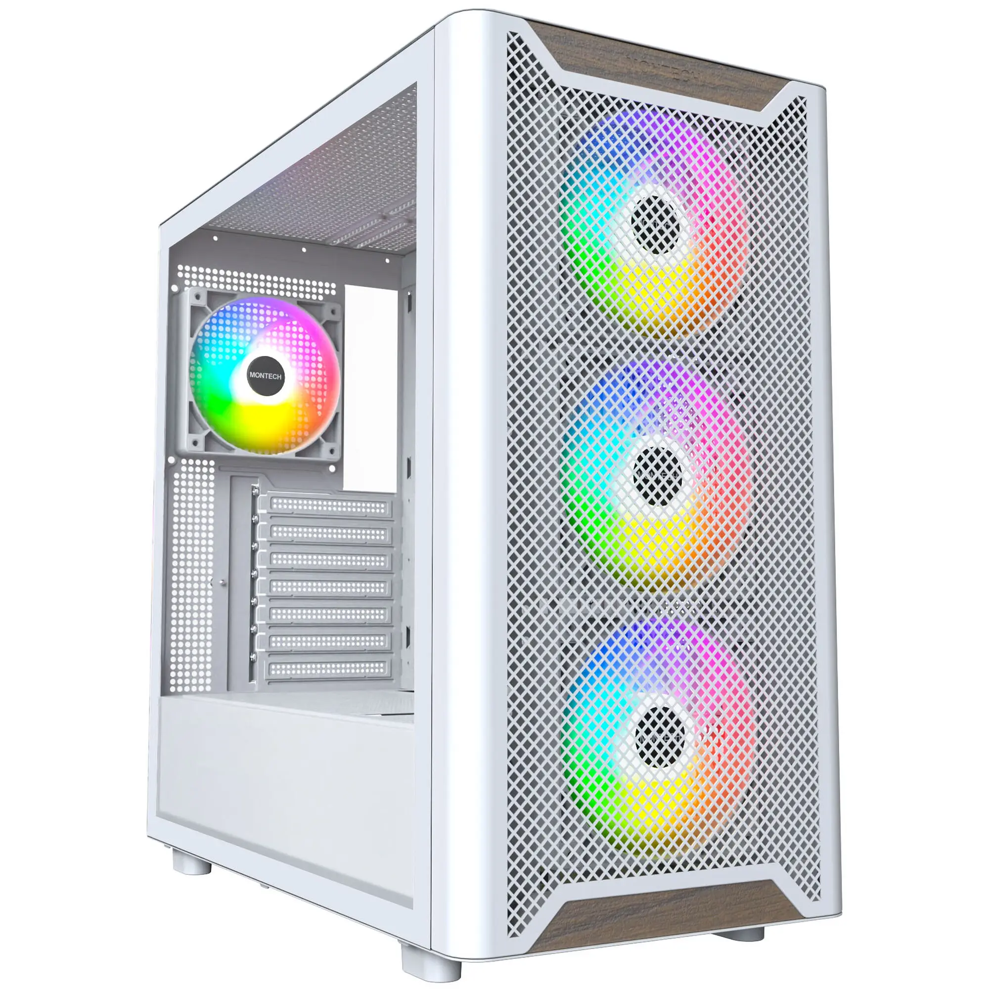 Montech XR Wood, Midi-Tower, ATX, ARGB, Vetro Temperato - Bianco