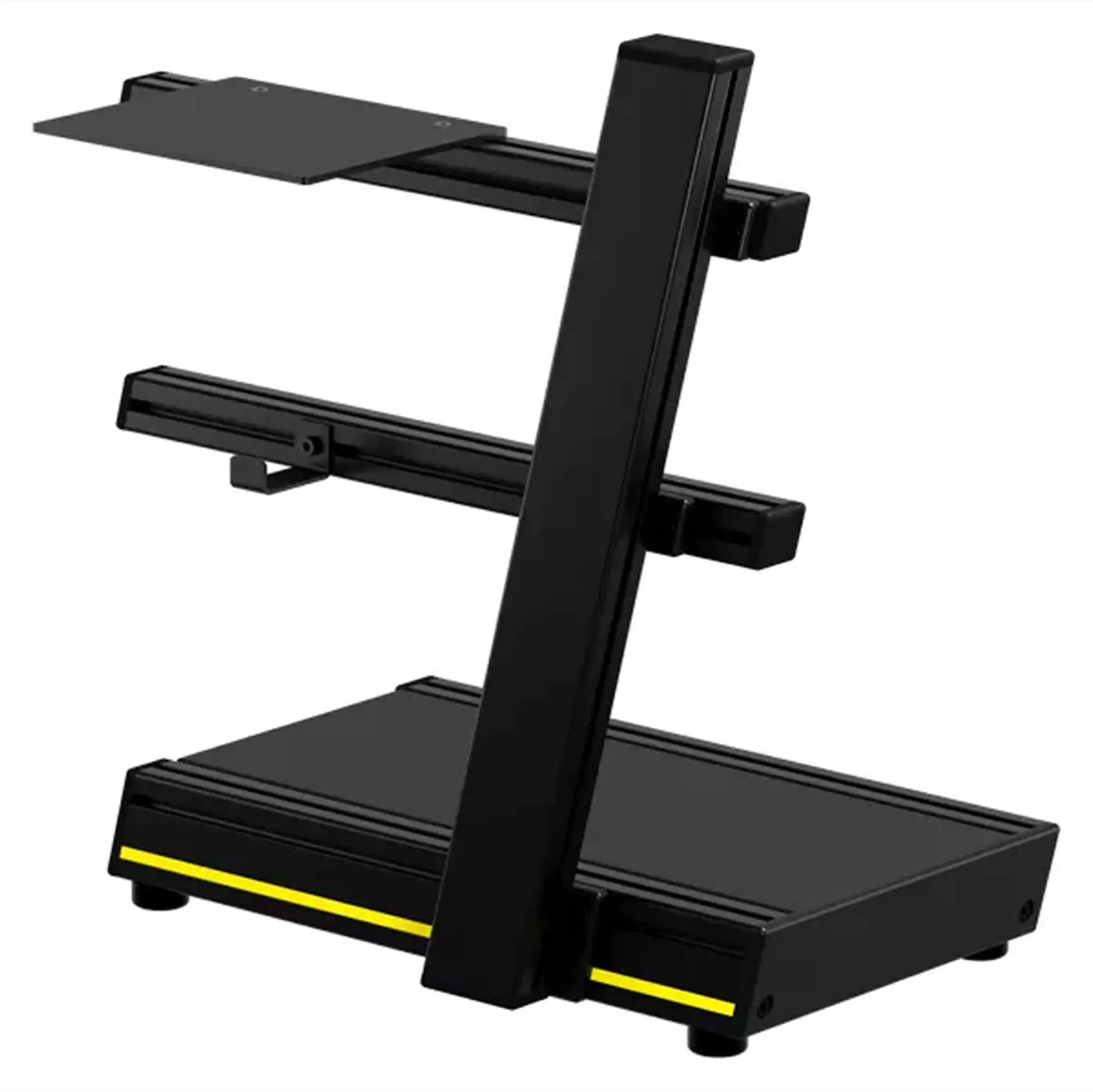 Sabelt Freestanding PC Case Stand - Supporto PC per Sim Racing con Portacuffie e Base Mouse - Nero/Giallo