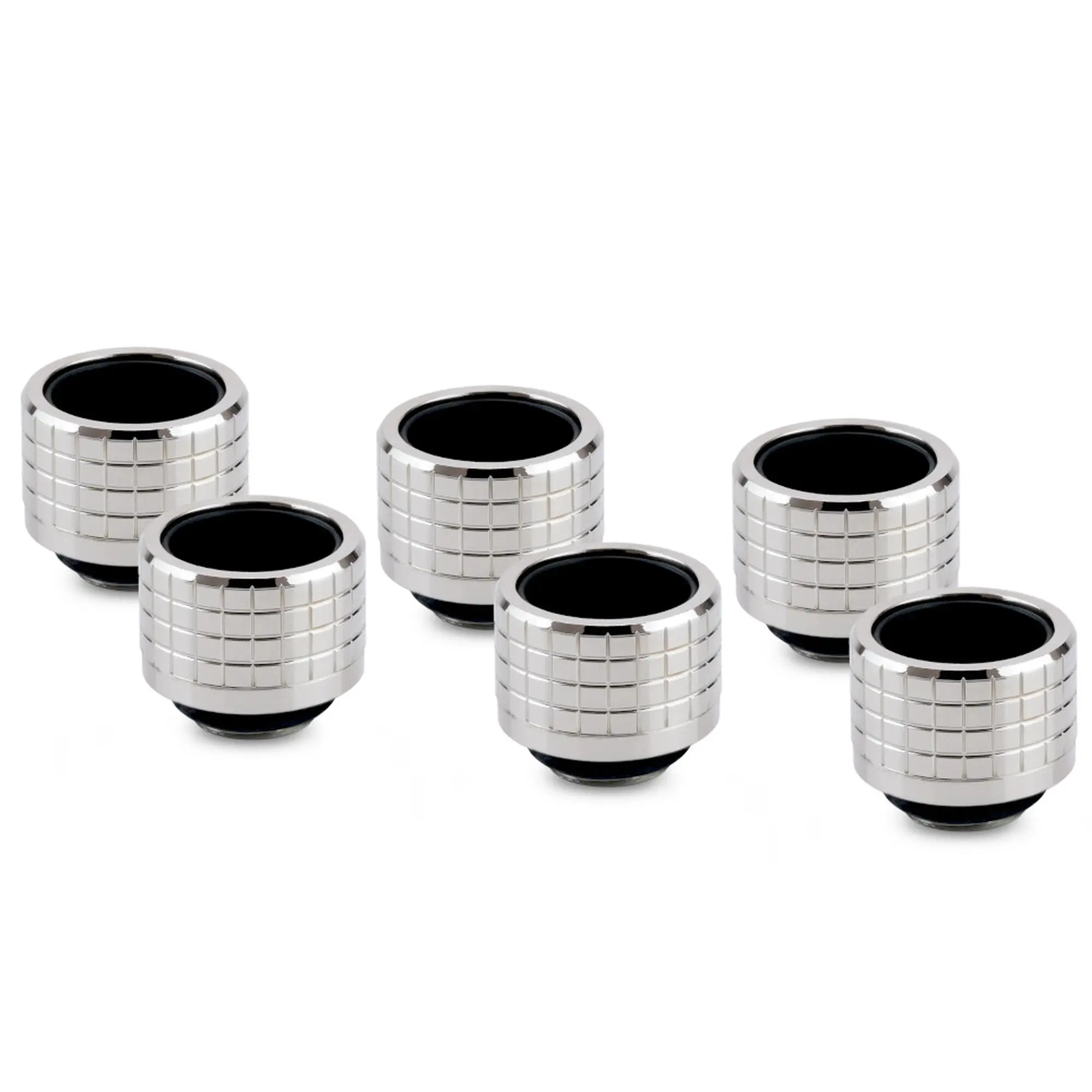 Thermal Grizzly DeltaMate - HT16 Gloss Nickel - Connettore Hard-Tube 16mm, 6 Pezzi