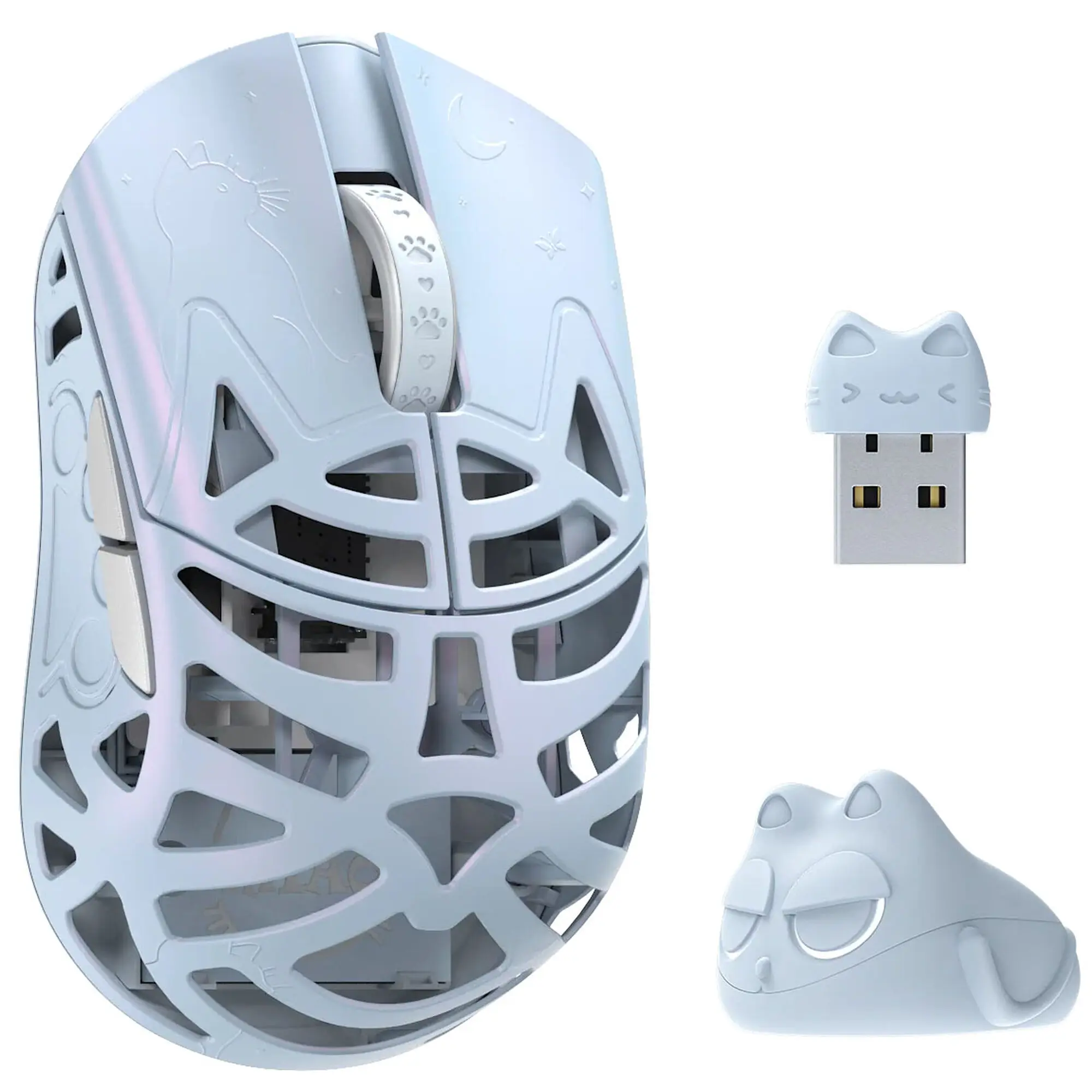 WLMouse Beast Miao - Mouse Gaming Wireless Ultraleggero 31g con Sensore Pixart PAW3950HS 30.000 DPI, Switch Omron Optical e 8000 Hz - Blu