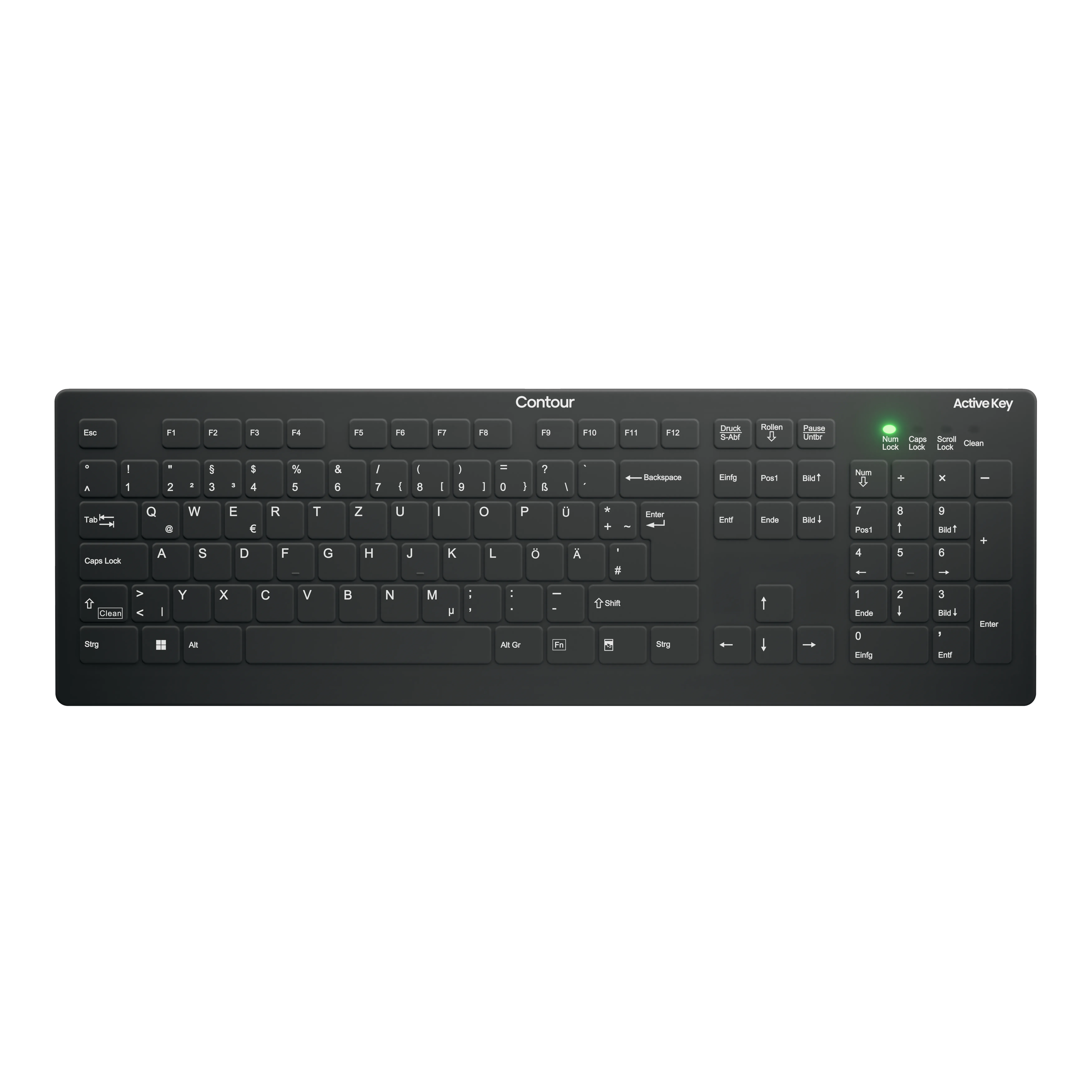 Contour Design Active Key AK-C8112 tastiera Medico RF Wireless QWERTZ Tedesco Nero