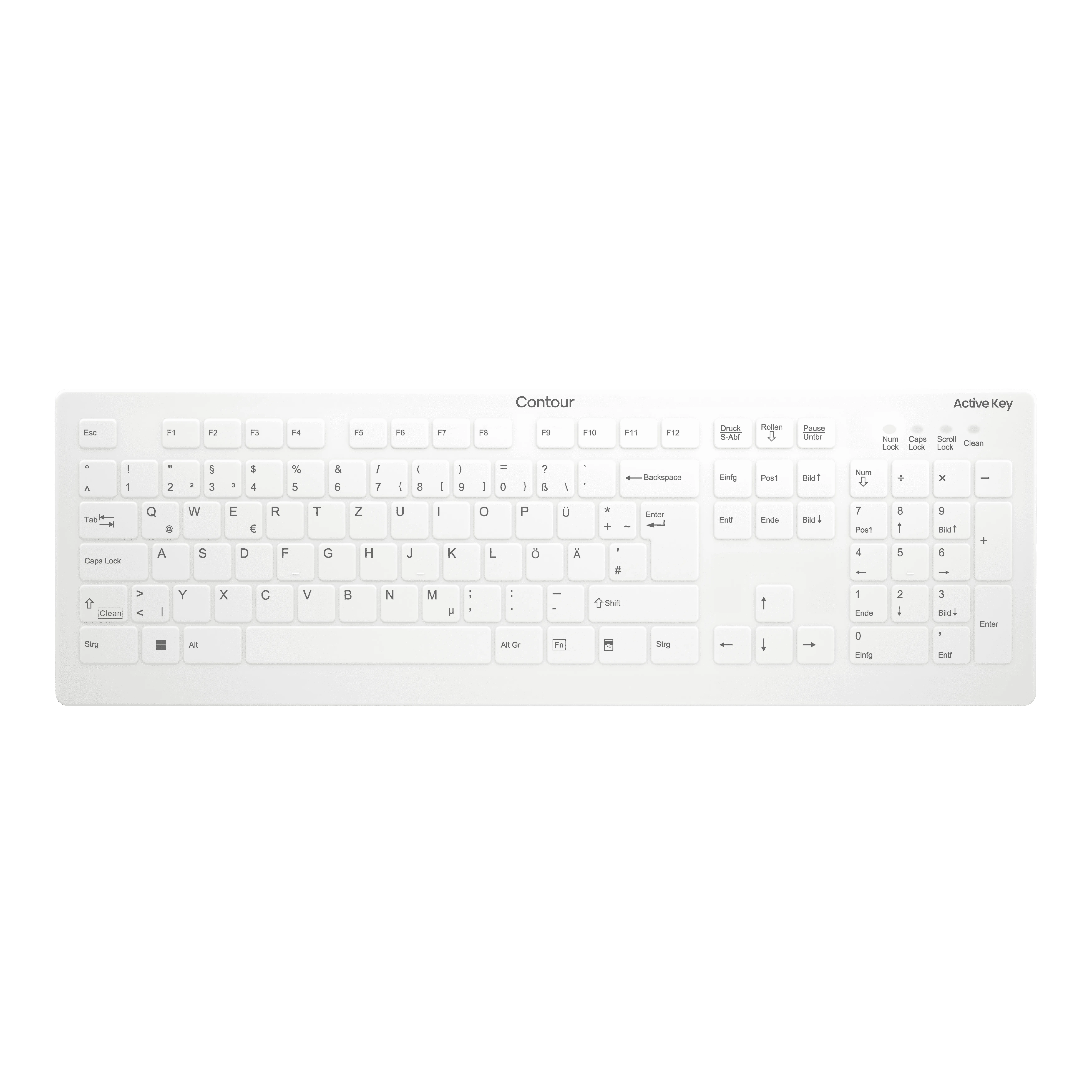 Contour Design Active Key AK-C8112 tastiera Medico RF Wireless QWERTZ Tedesco Bianco