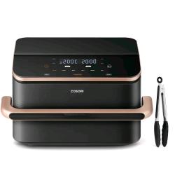 Cosori Dual Blaze Twinfry Chef Edition, Heißluftfritteuse, 10 l, 35 °C, 240 °C, Doppel, Dunkles Grau, Roségold