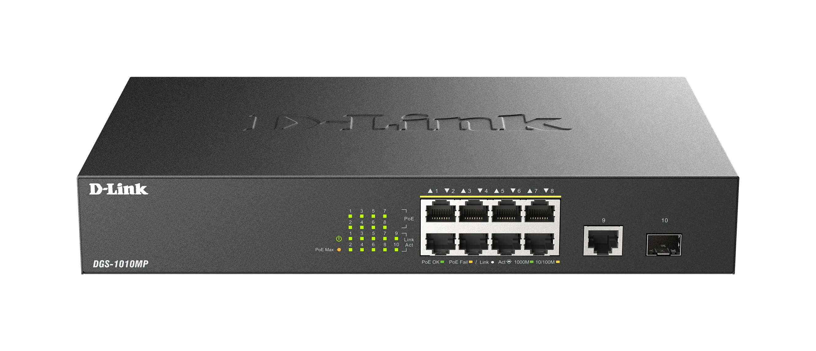 D-Link DGS-1010MP/E switch di rete Non gestito L2 Gigabit Ethernet (10/100/1000) Supporto Power over Ethernet (PoE) 1U Nero
