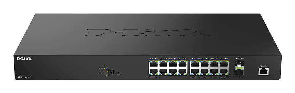 D-Link DMS-1250-18P/E switch di rete Gestito L2 2.5G Ethernet (100/1000/2500) Supporto Power over Ethernet (PoE) Nero