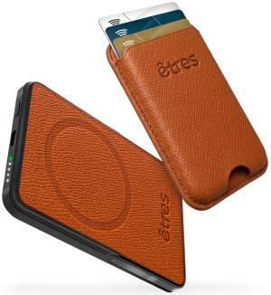 Etres Powerbank 5000mAh Wireless Magnetico combo Wallet Brown