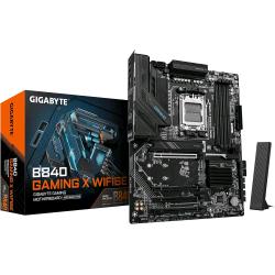 GIGABYTE B840 GAMING X WIFI6E Scheda Madre - CPU AMD Ryzen 9000, VRM 12+2+2 fasi, fino a 7600MHz DDR5(O.C), 2xPCIe 4.0 + 1xPCIe 3.0 M.2, Wi-Fi 6E, LAN 2.5GbE, USB 3.2 Gen 2