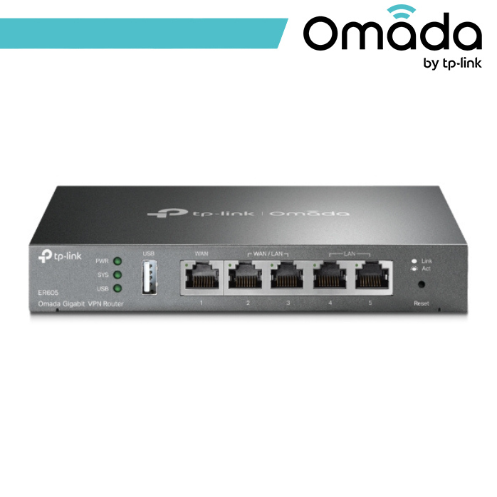ROUTER TP-LINK ER605(TL-R605)GIGABIT MULTIWAN SAFESTREAM VPN ROUTER 1P GIGABIT WAN,3P GIGABIT WAN/LAN,1P GIGABIT LAN SDN OMADA