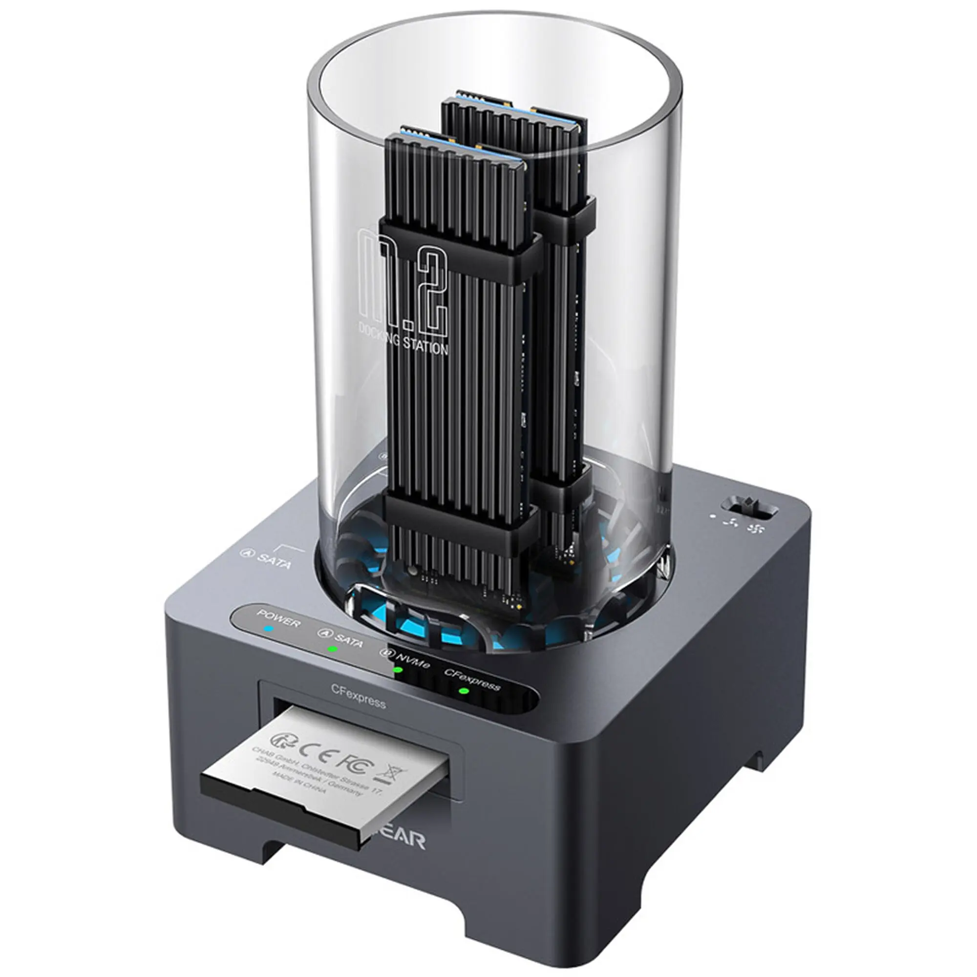Graugear G-M2DK-CR-10G Docking Station e Card Reader USB-C 10 Gbps per M.2 NVMe, NGFF e CFexpress - Grigio