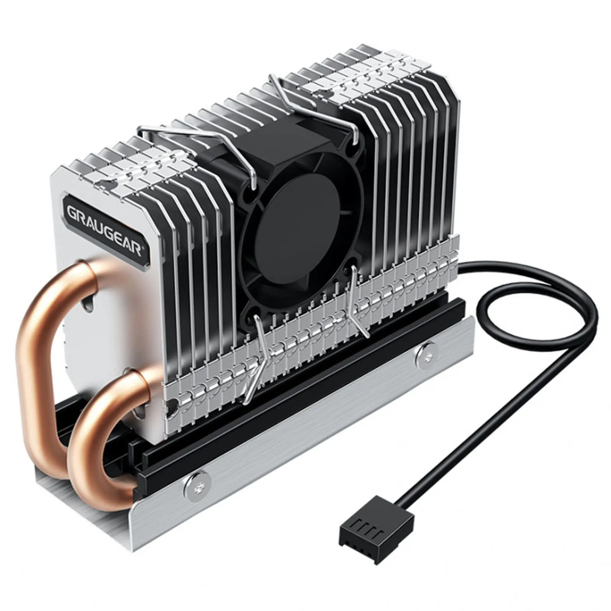 Graugear G-M2HP04-F Dissipatore SSD M.2 2280 con Heatpipe e Ventola PWM 25mm - Nero