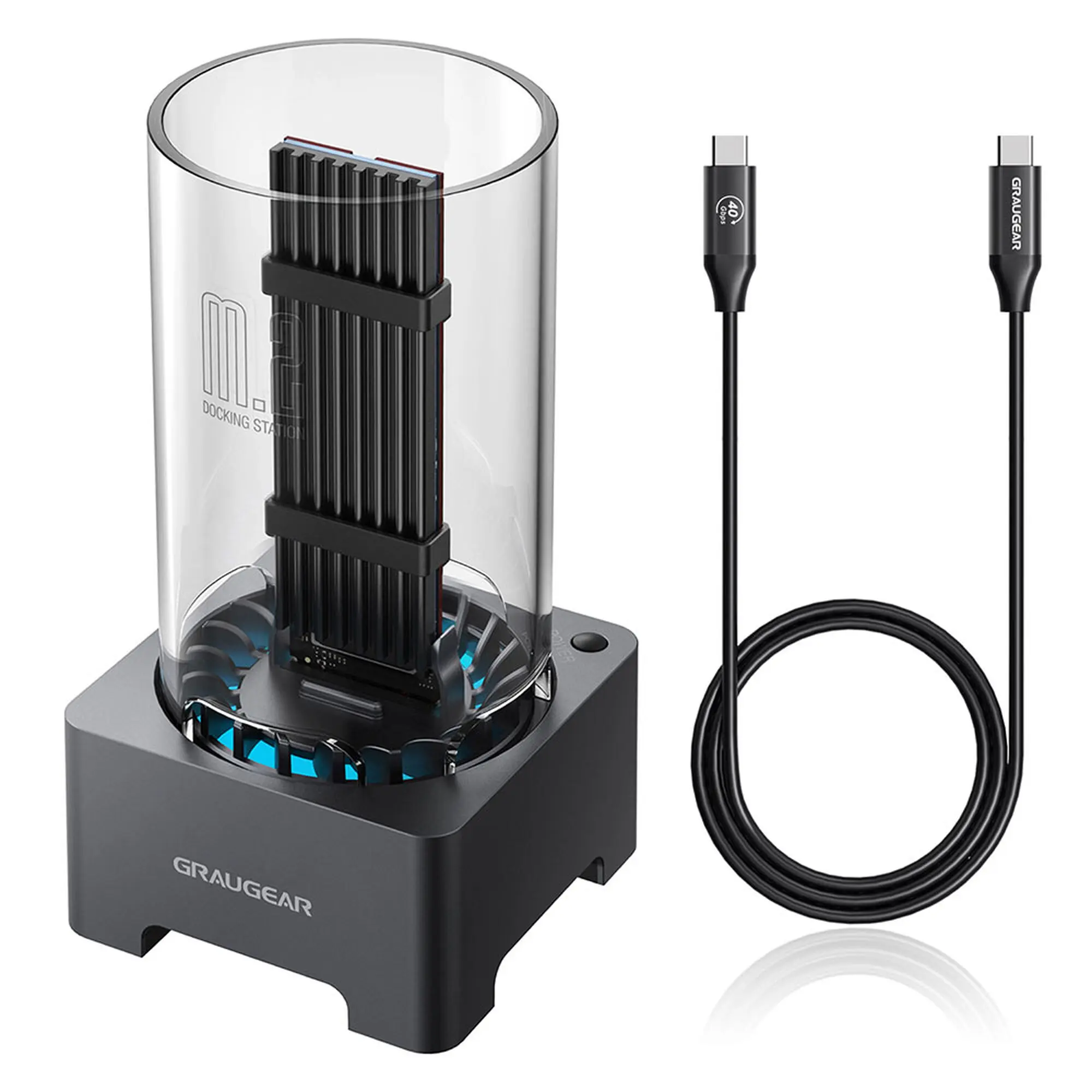 Graugear G-M2DK-U4-40G Docking Station USB 4.0 per SSD M.2 NVMe con Heatsink e Ventola - Nero