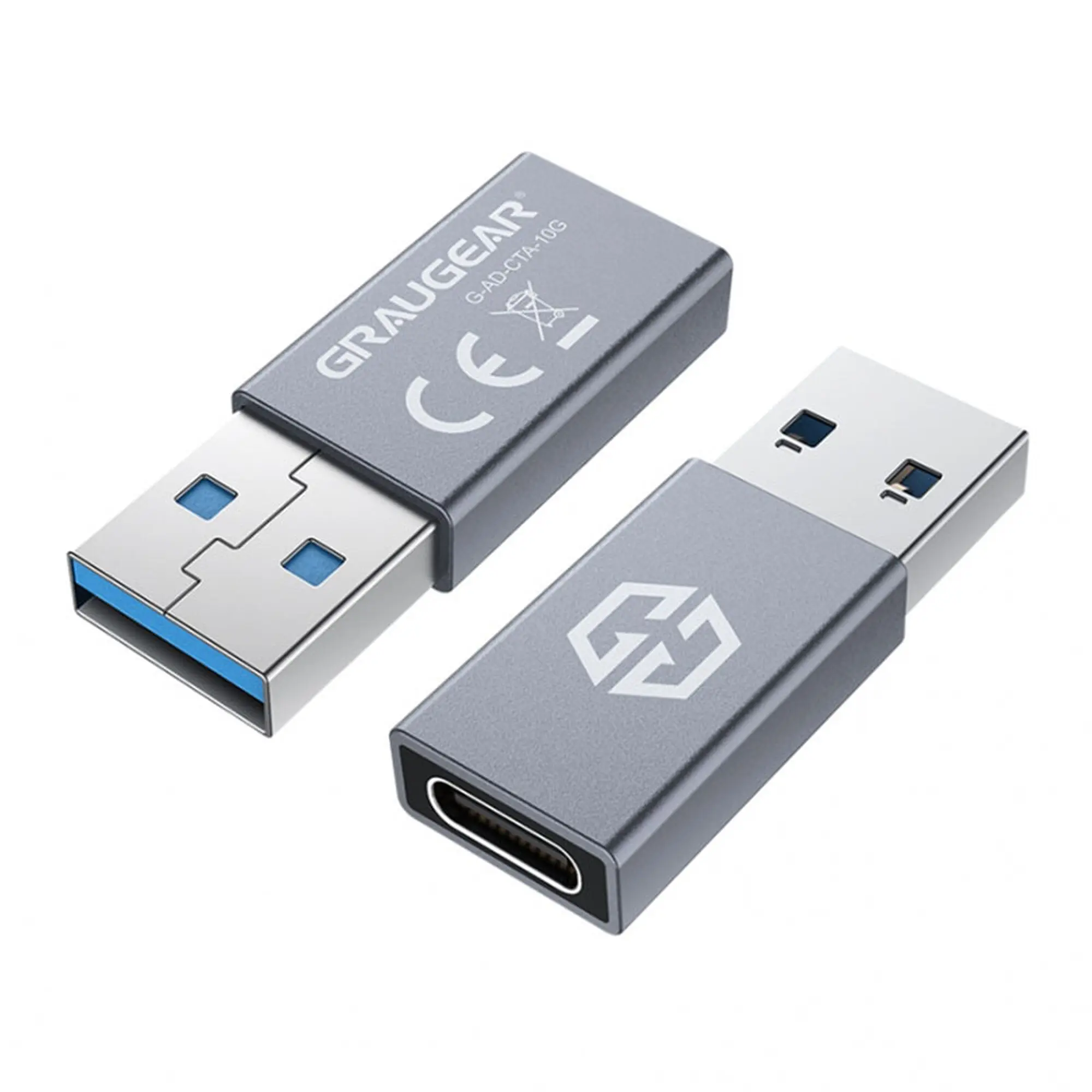 Graugear G-AD-CTA-10G Adattatore USB 3.2 Gen.2 - Spina USB-C a Presa USB-A, 10 Gb/s, ricarica 3A - Silver