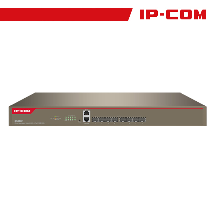 SWITCH IP-COM X5308F - 8 porte SFP+ 10G Base-X indipendenti,1 porta console e 1 porta MGT,12 Mb grande buffer-L3