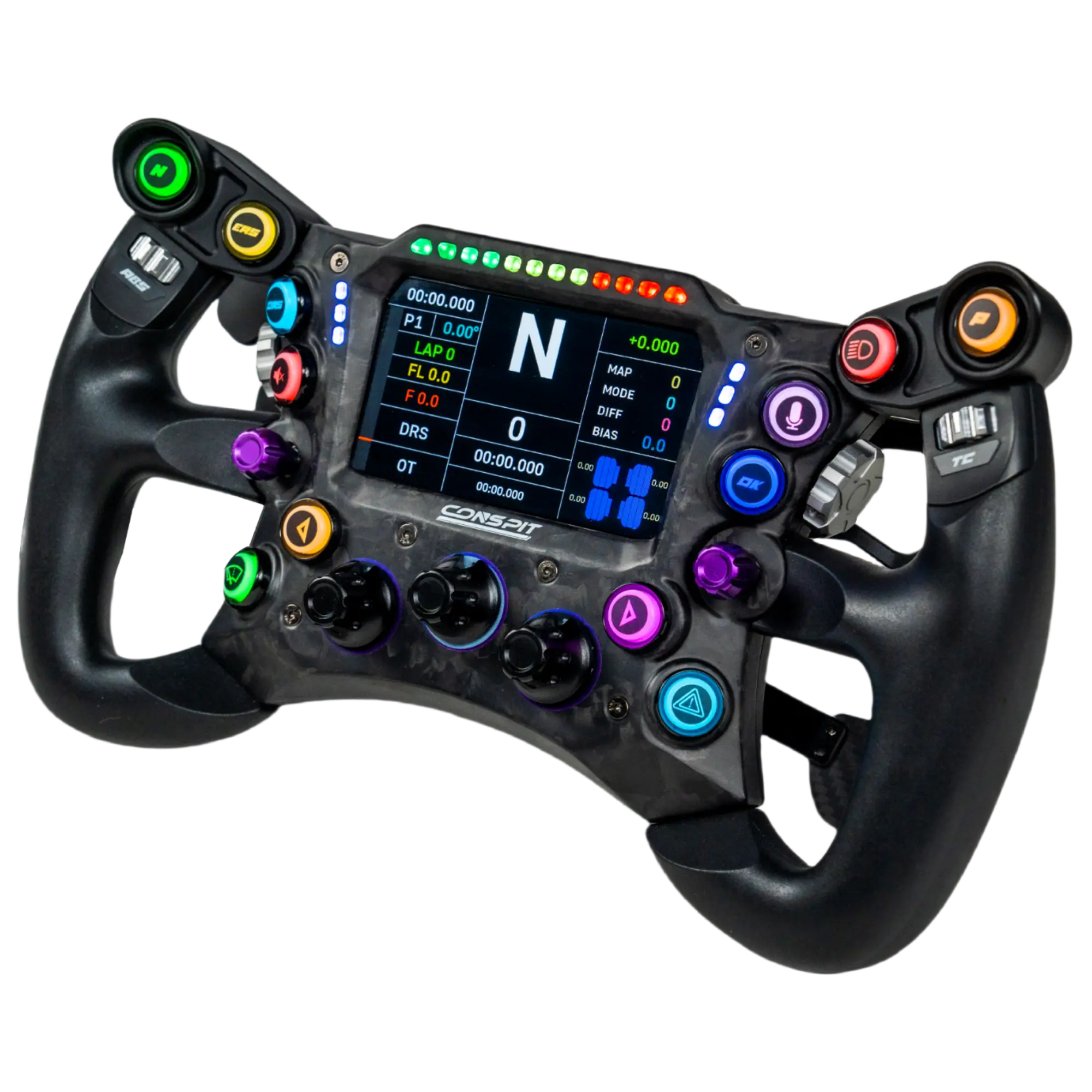 Conspit 290GP Formula - Volante Sim Racing 290mm con Display LCD 4,3", Palette Magnetiche MagFlip e RGB - Nero
