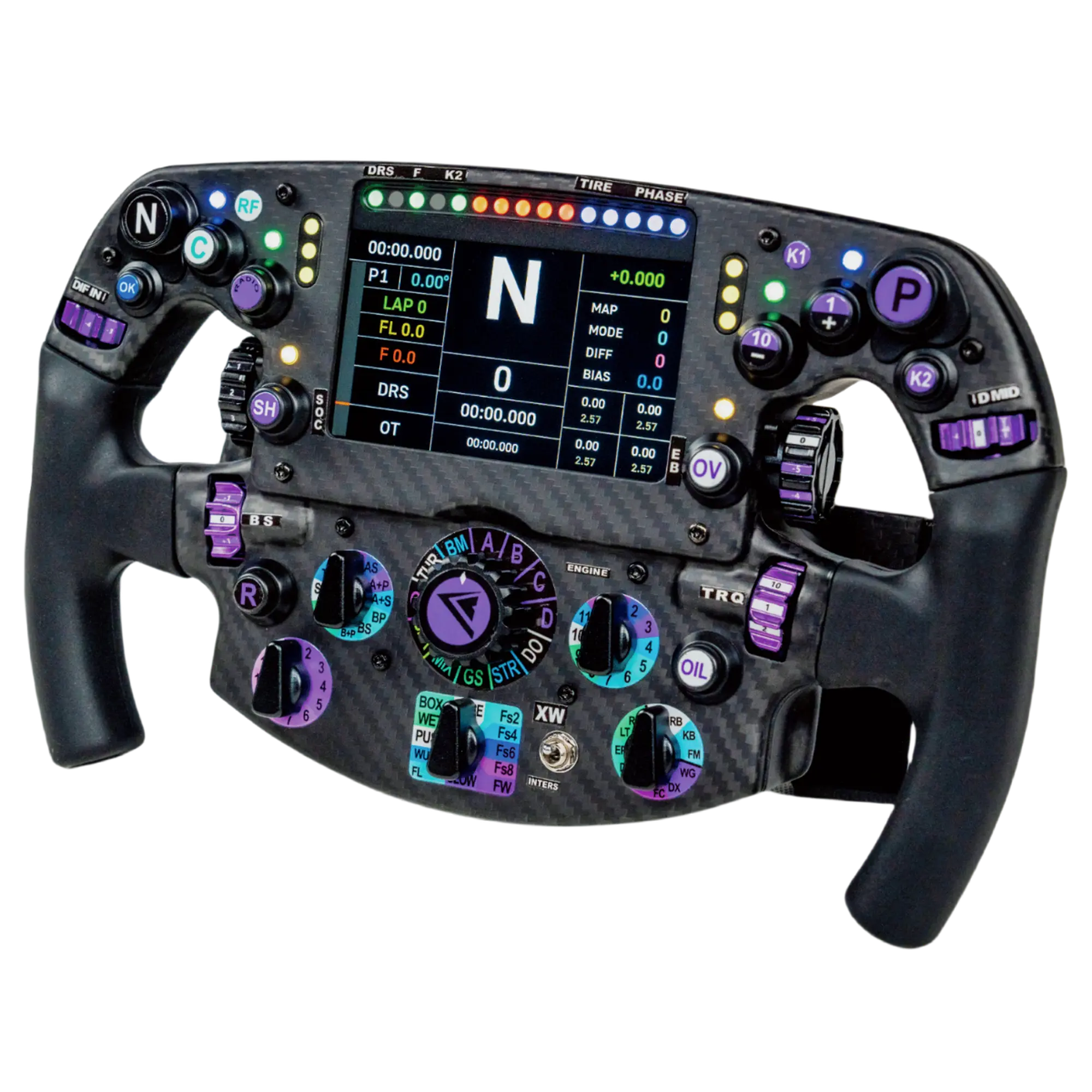 Conspit PW1 Formula - Volante Sim Racing 290mm con Display LCD 4,3", Palette Magnetiche e Front in Carbonio - Nero