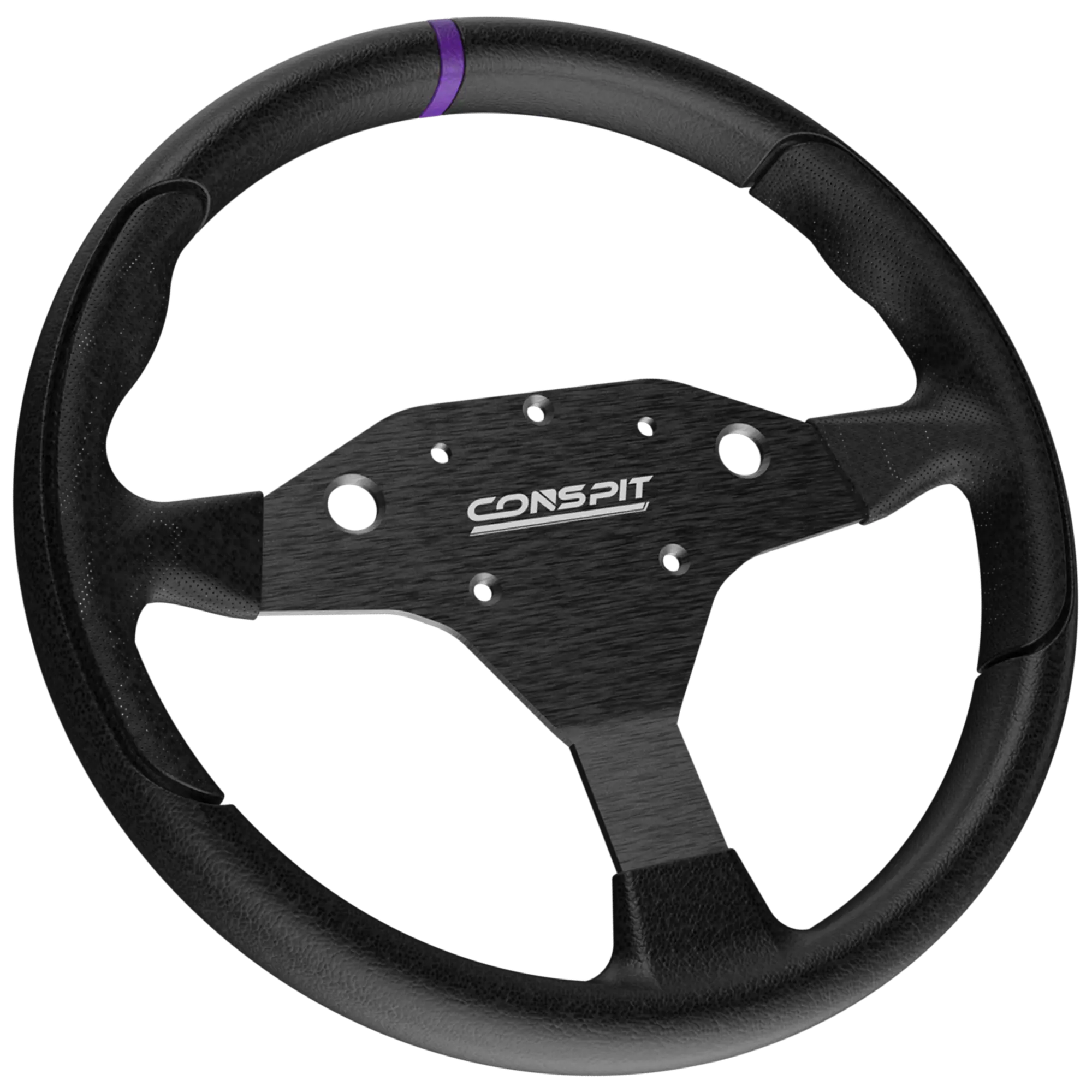 Conspit RX320 - Volante Sim Racing Rotondo 320mm con Razze in Alluminio e Pelle Sintetica Perforata - Nero
