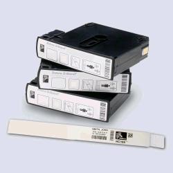 Zebra Z-Band Direct - Polypropylen (PP) - permanenter Acrylklebstoff - perforiert - 6 mil - weiß, Fühlmarke schwarz - 25.4 x 279.4 mm 1200 Stck. (6 Rolle(n)