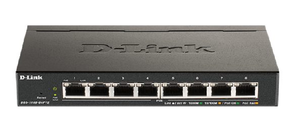 D-Link DGS-1100-08PV2 switch di rete Gestito L2/L3 Gigabit Ethernet (10/100/1000) Supporto Power over Ethernet (PoE) Nero