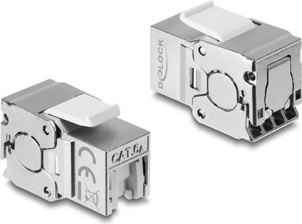 Delock Keystone Modul RJ45 Buchse zu LSA Cat.6A geschirmt werkzeugfrei mit Staubschutzklappe (86158)