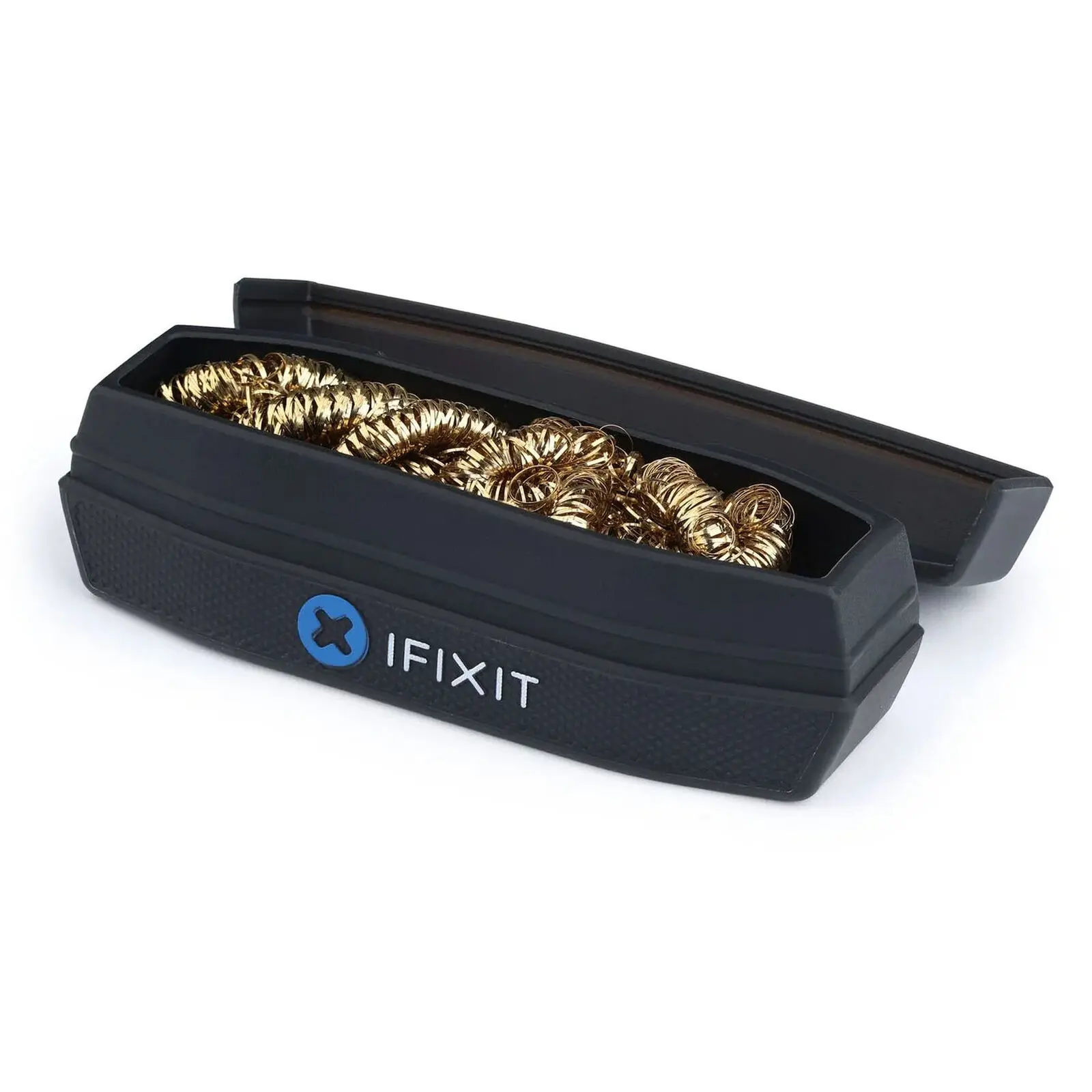 iFixit Soldering Tip Cleaner - Pulitore per Punte Saldanti in Lana d'Ottone con Box in Silicone - Nero